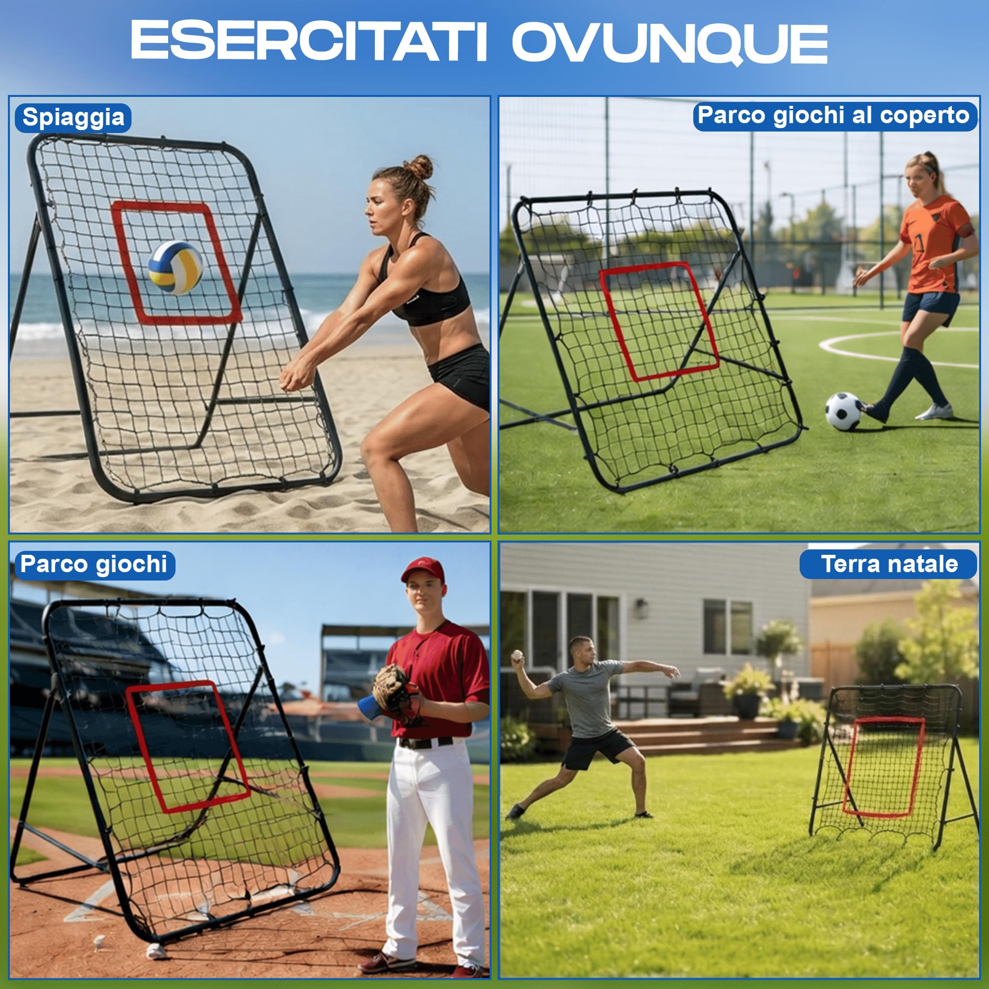Volleyball Rebounder Net with 6 Adjustable Angles - Steel Frame Volleyball Net for Backyard Soccer Baseball Softball Lacrosse - Soccer Rebounder Set for Hitting Serving Passing Spike Practice