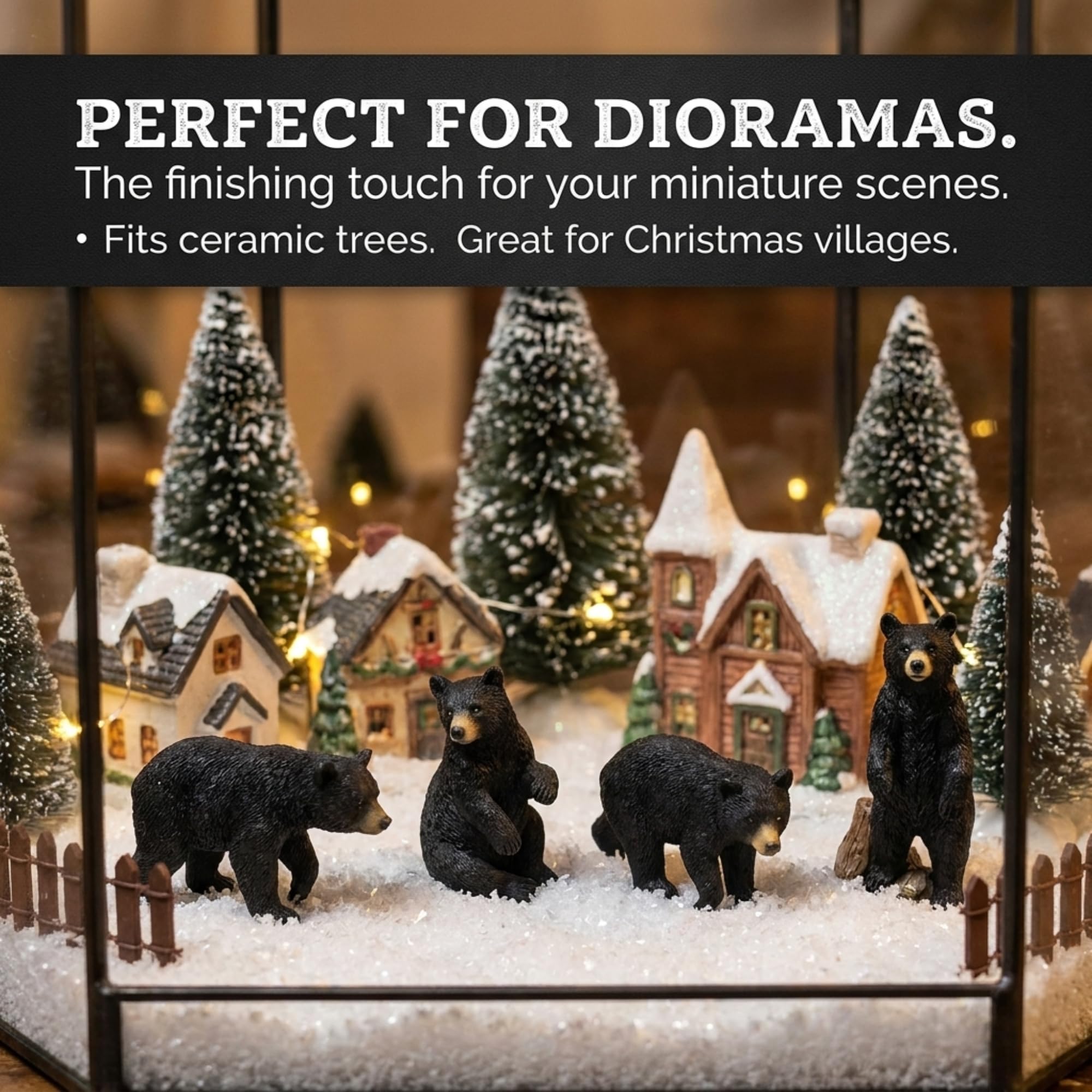 The Bridge Collection Mini Black Bear Figurines, Set of 4 Tabletop