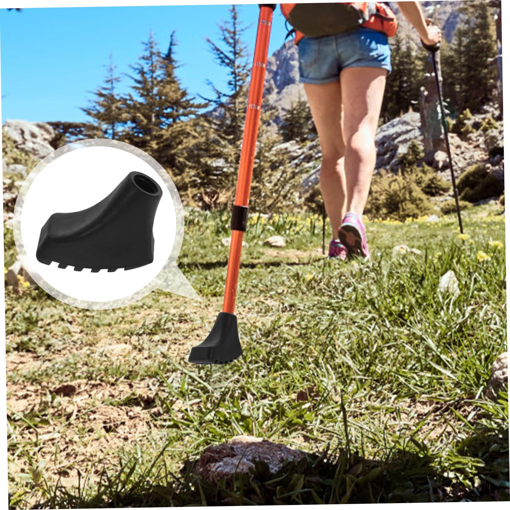 Yardwe Accesorios Senderismo Bastones Senderismo Bastones Trekking Accesorios Trekking Baston Trekking Cubiertas De Punta De Poste Punta De Caña Black