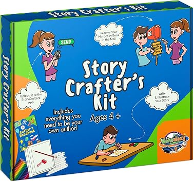 Story Crafters - Book Making Kit for Kids - with Custom Printed Hardcover Storybook - Write Draw a Storybook - Gift for Creative Kids - Novel Writing Starter - Book Maker Drawing - Now with Audio!