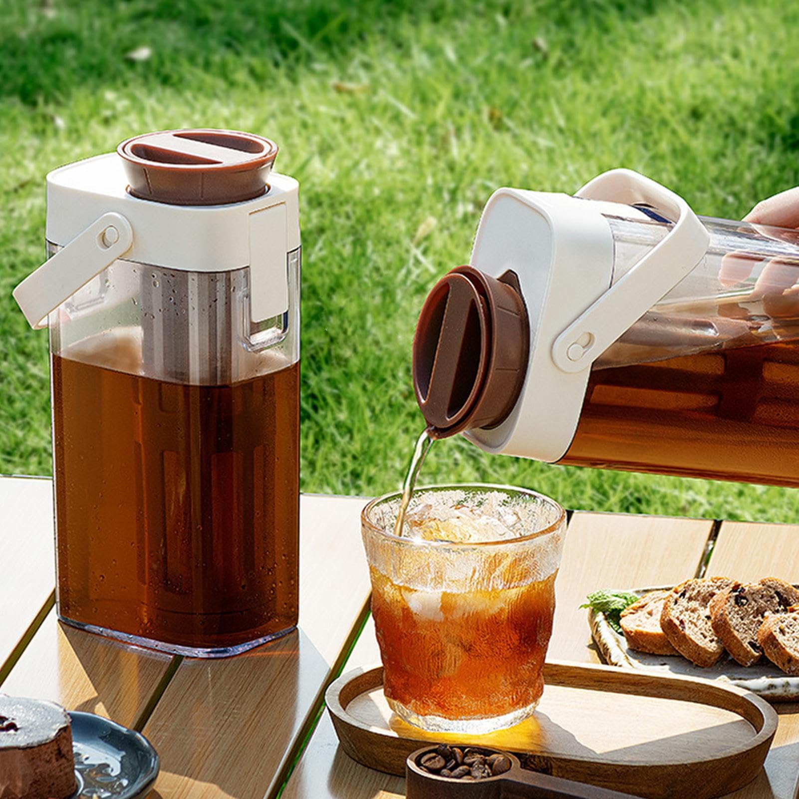 Infusion froide Cafetière Machine à café Porte-gobelet Jar Sturdy Poignée Couvercle sécurisé