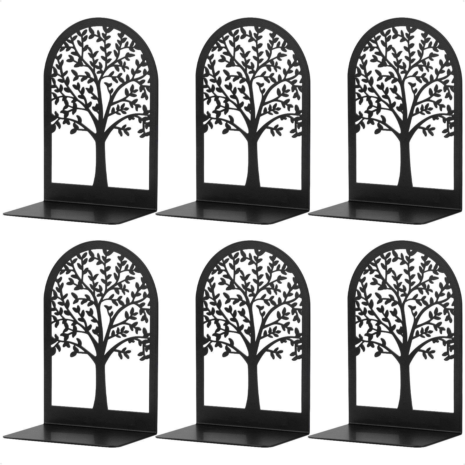 HONZUEN 3 Pares Sujetalibros,Sujetalibros de Metal Estanteria Originales,Organizador Libros Soporte Libros Estanteria para Biblioteca de Oficina en Casa(Negro)