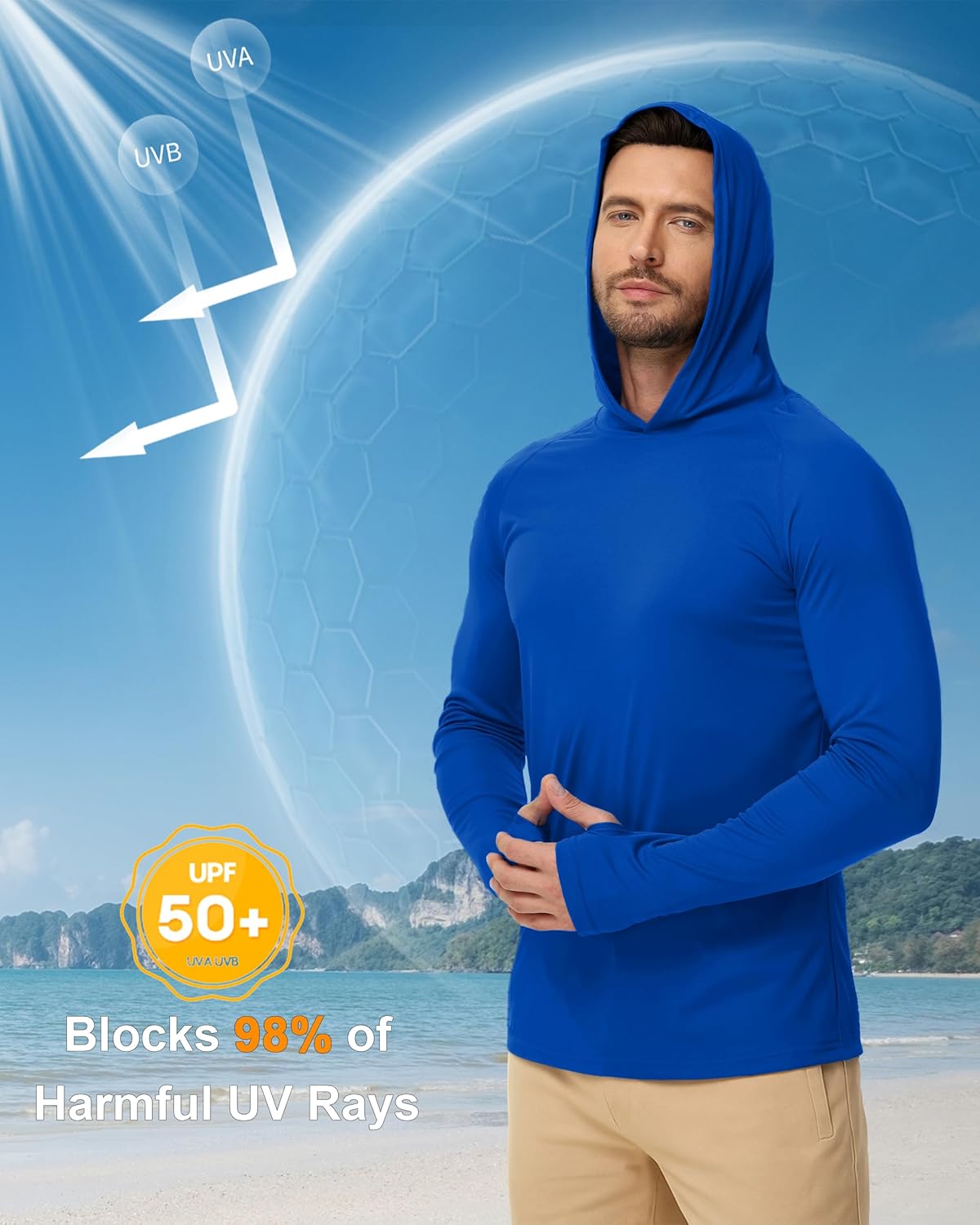 Boladeci Men's UPF 50+ Sun Protection Lightweight Hoodie Shirts Long Sleeve Fishing Shirt SPF UV Hiking Swim - Image 3