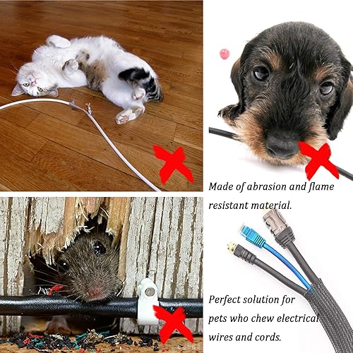 Miniatura 5 de Funda de cable (100 pies x 12 pulgadas), funda trenzada expandible de PET, funda de alambre trenzado para cable negro para audio y video de alta