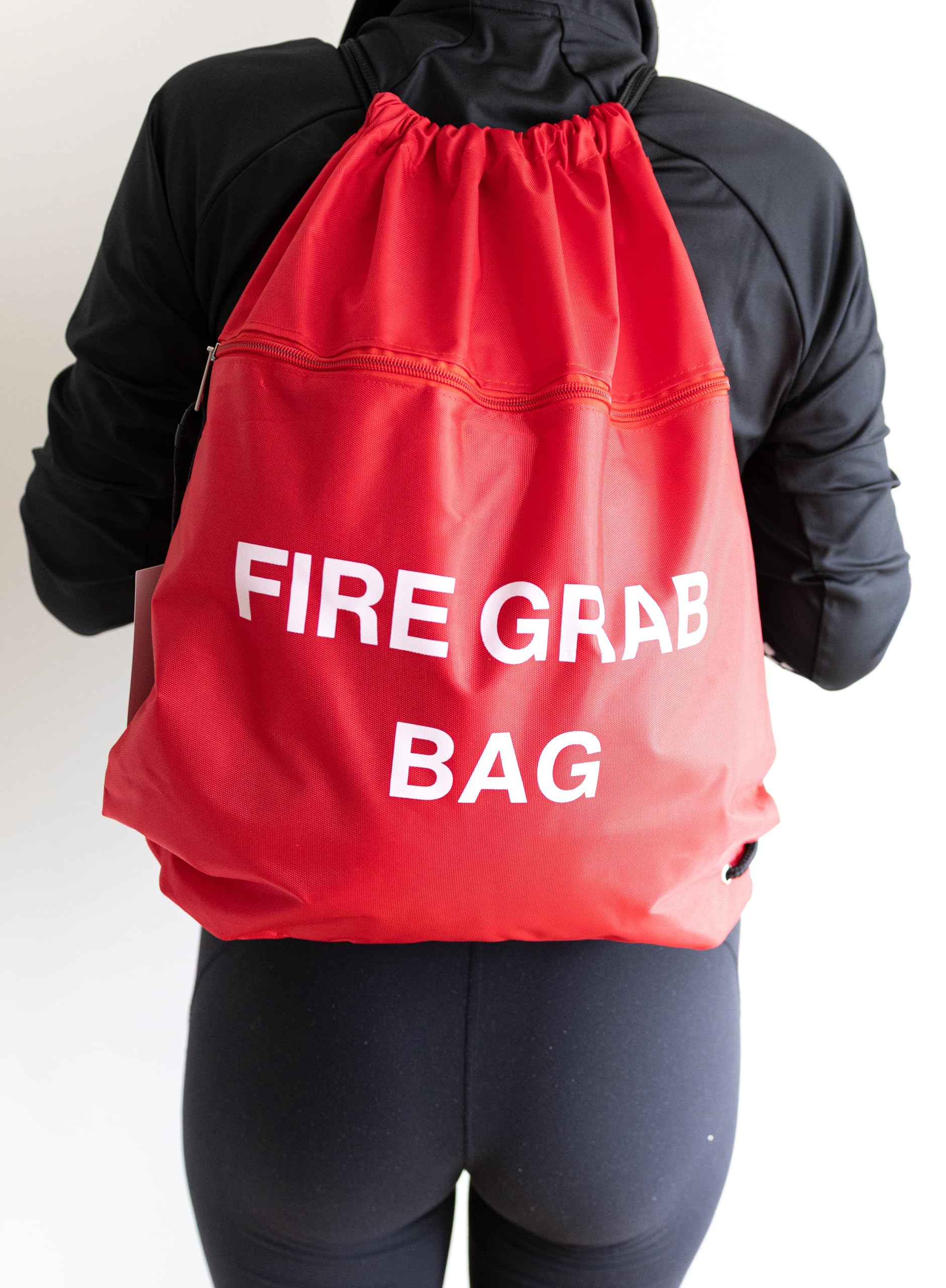 MediCounter Sac de secours avec cordon de serrage (42 x 49 cm) avec poches extérieures et intérieures zippées et étiquette d'informations - Résistant à l'eau - Rouge