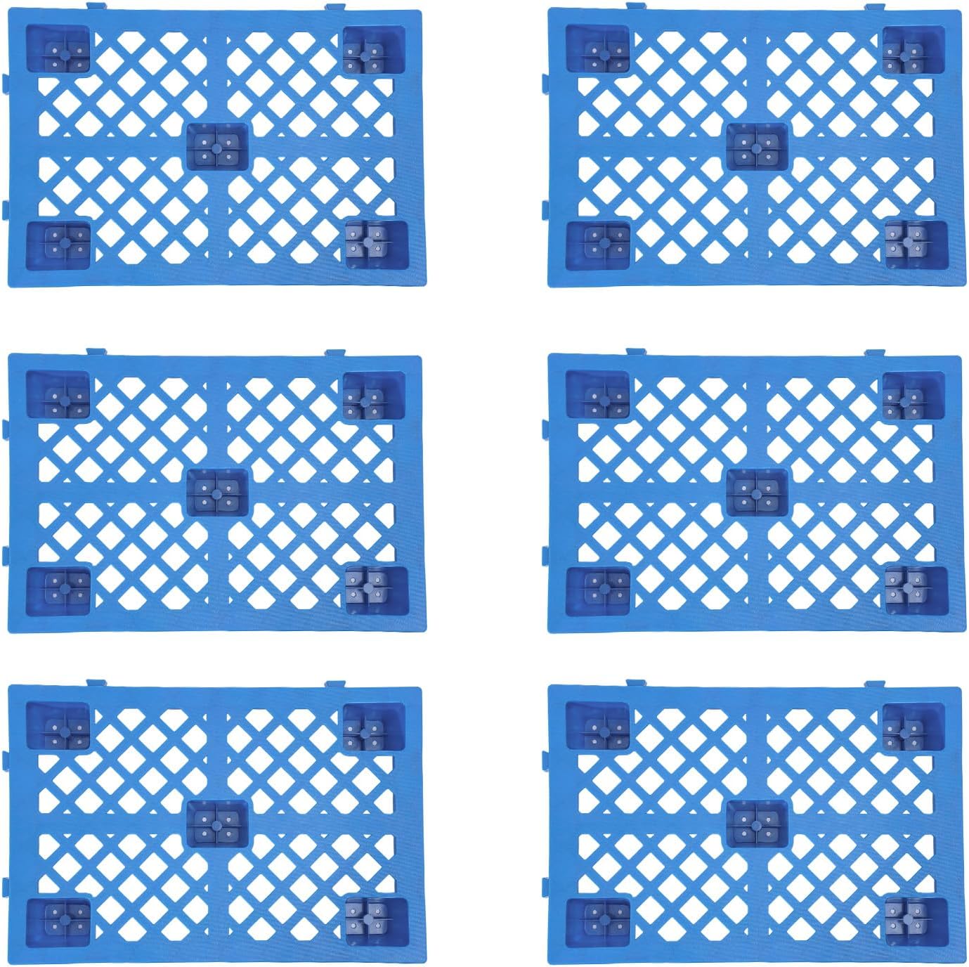 6 Pcs Plastic Pallets,6 Pcs Interlocking Storage Pallets,Waterproof Grid Ventilation Garage Floor Pallets for Warehouses, Factories,Logistics Centers (23.62 * 15.75 * 3.94in)