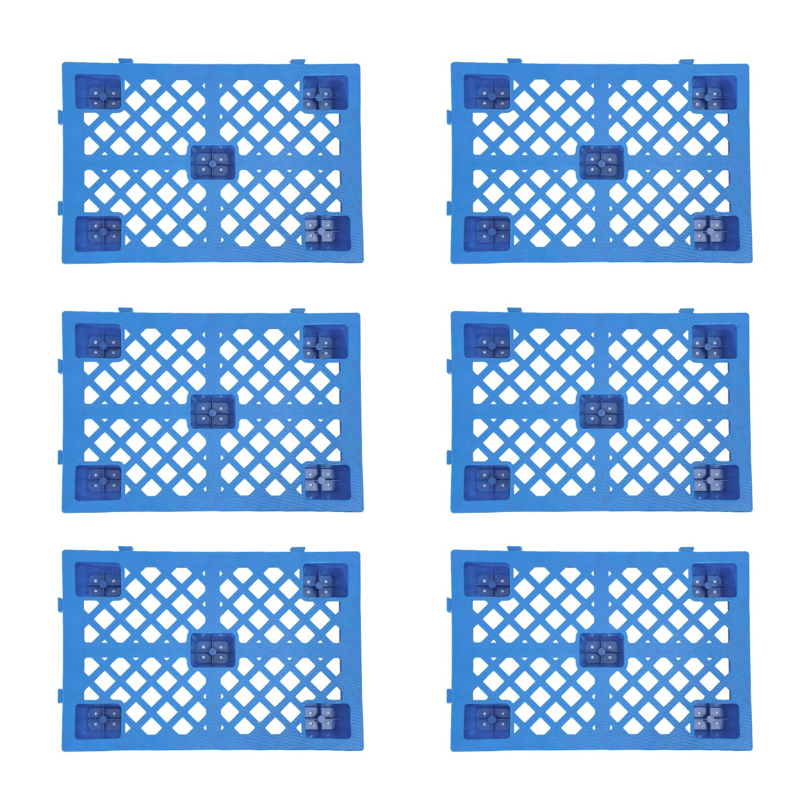 6 Pcs Plastic Pallets,6 Pcs Interlocking Storage Pallets,Waterproof Grid Ventilation Garage Floor Pallets for Warehouses, Factories,Logistics Centers (23.62 * 15.75 * 3.94in)