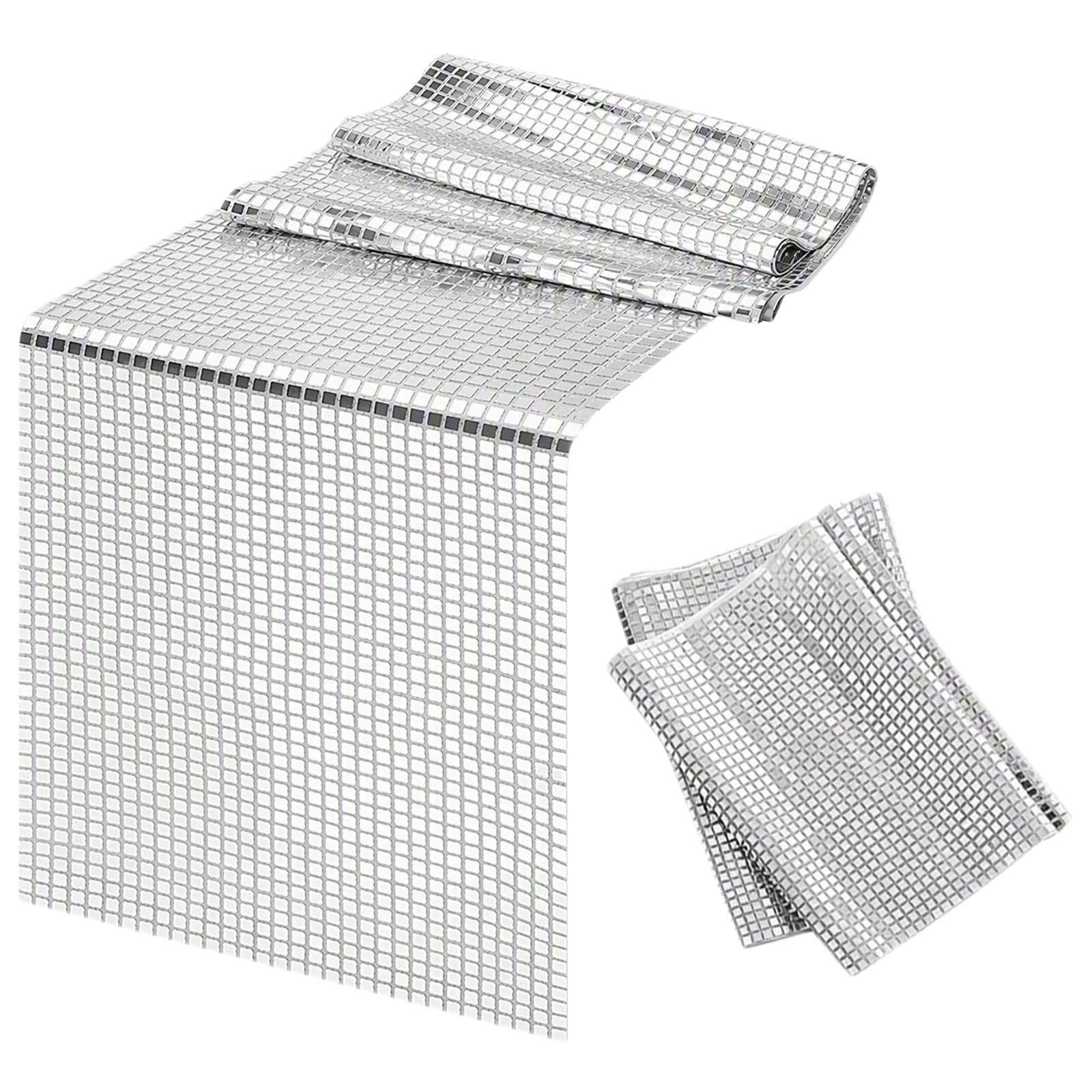 Disco Party Decorations, 30x275cm Silver Table Runner