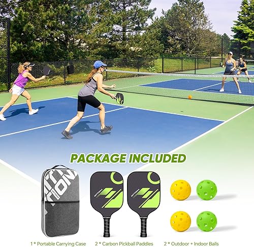 Miniatura 6 de Paletas de pickleball - Juego de 2 palas de pickleball de fibra de vidrio, raquetas de pickleball aprobadas por USAPA, paquete de 2 con 4 bolas de