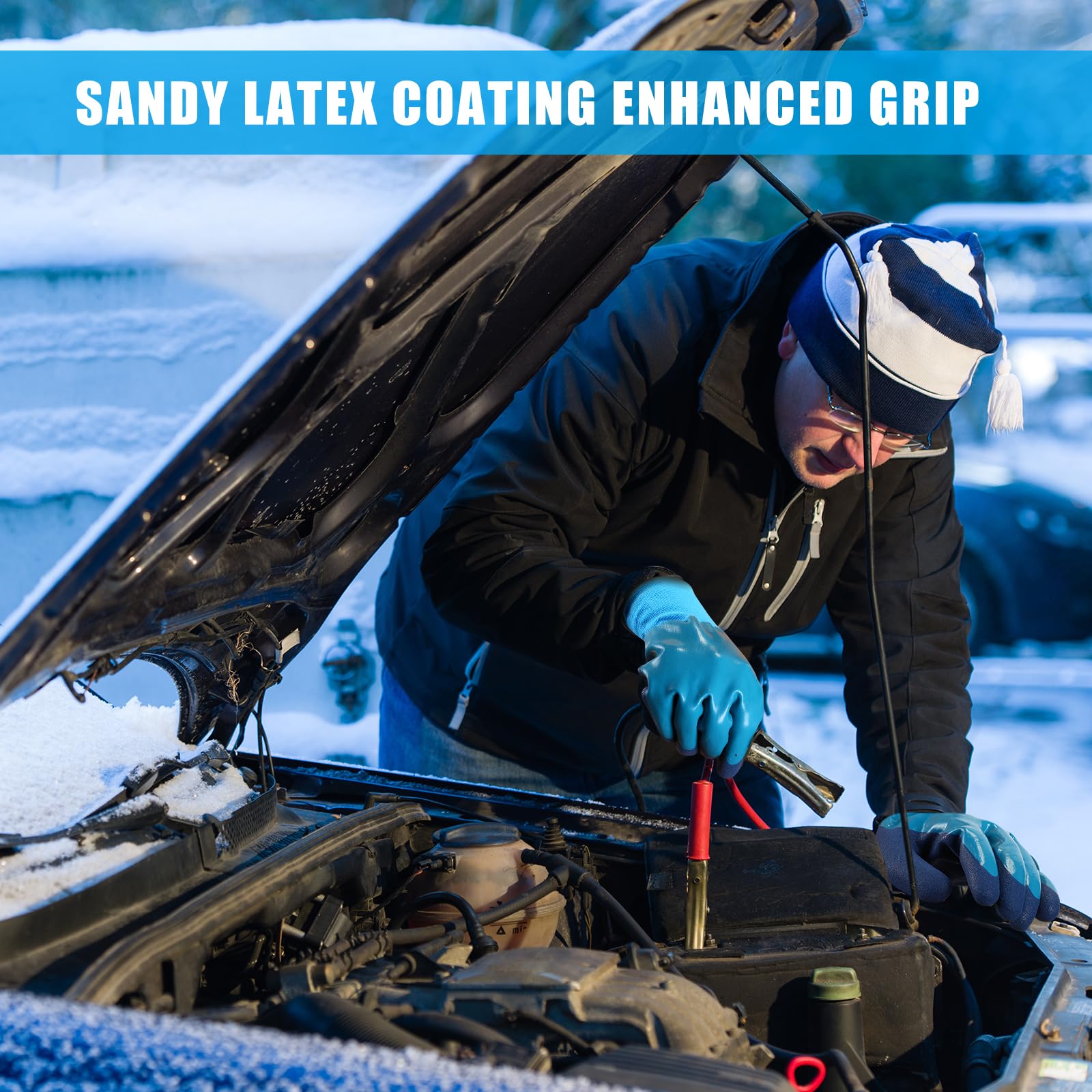 Handepo Guantes de trabajo de invierno para hombres y mujeres, impermeables, térmicos, para trabajar bajo cero pesca en hielo, color azul