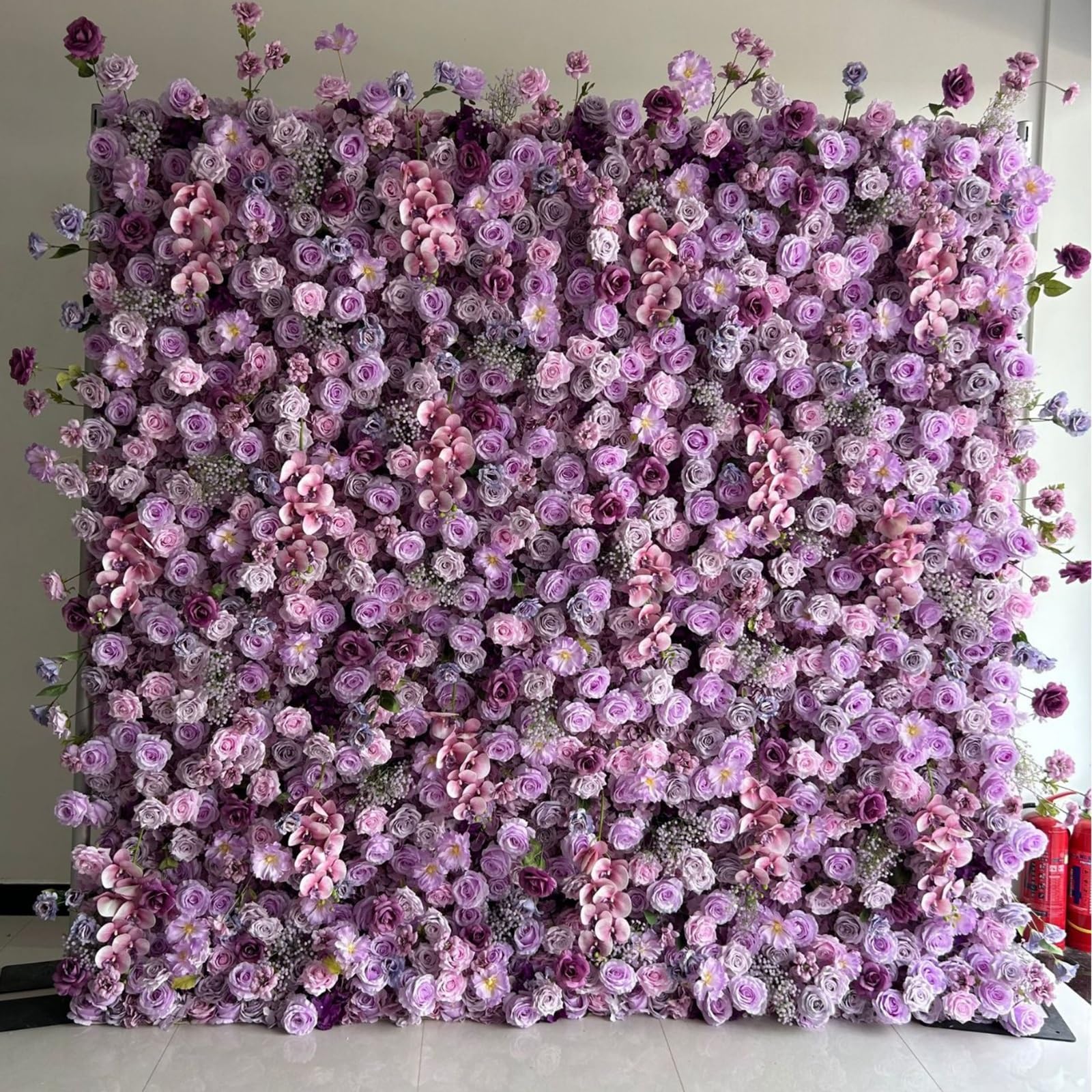 Romantische, Lilafarbene Blumenwand Aus Stoff – Handgefertigte Pflanzenhintergrundwand, Ideal Für Schaufenster, Hochzeiten Und Fotodekoration, 2,4 X 2,4 M / 7,8 X 7,8 Fuß