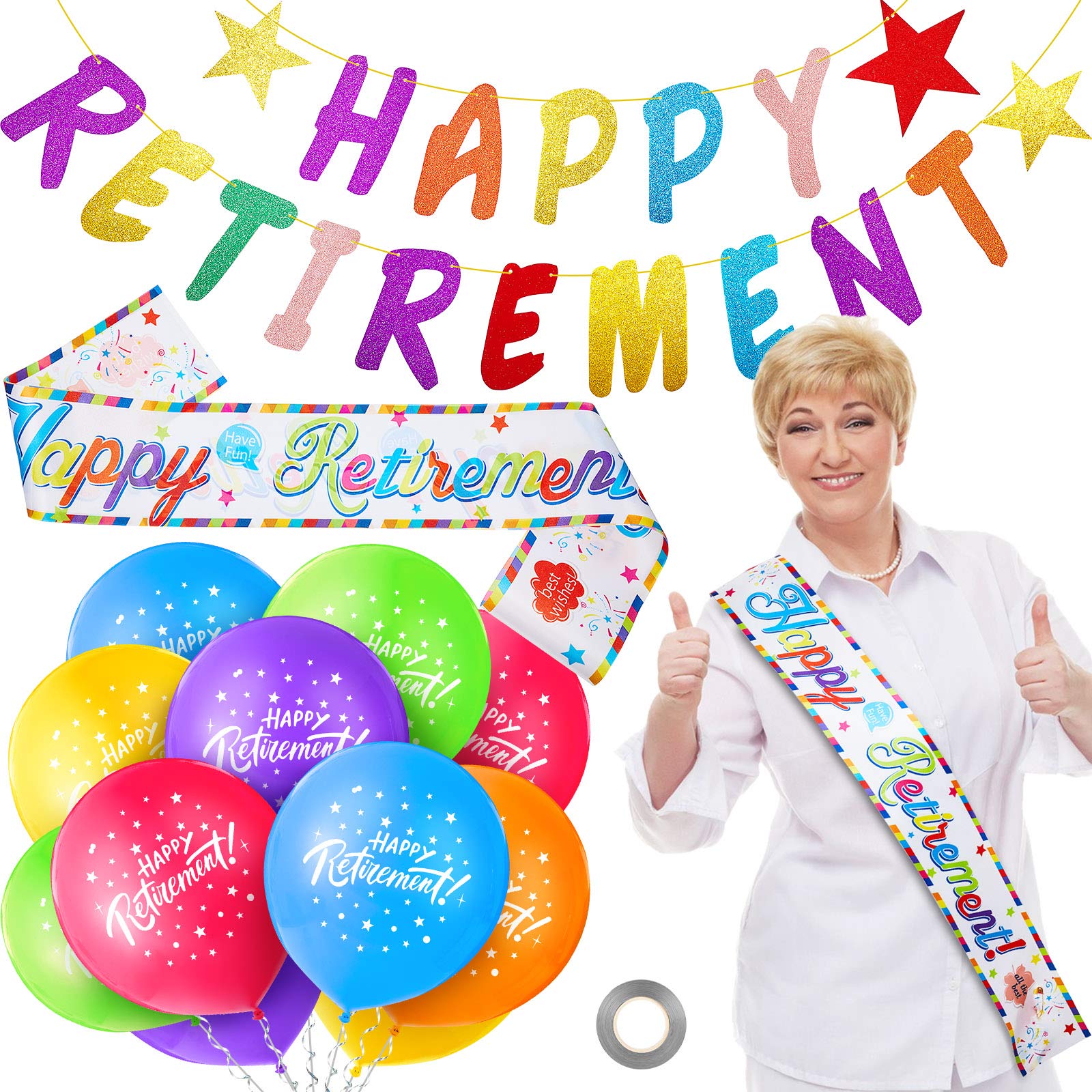 Buy Happy Retirement Decoration Set, 18 Happy Retirement Balloon 12