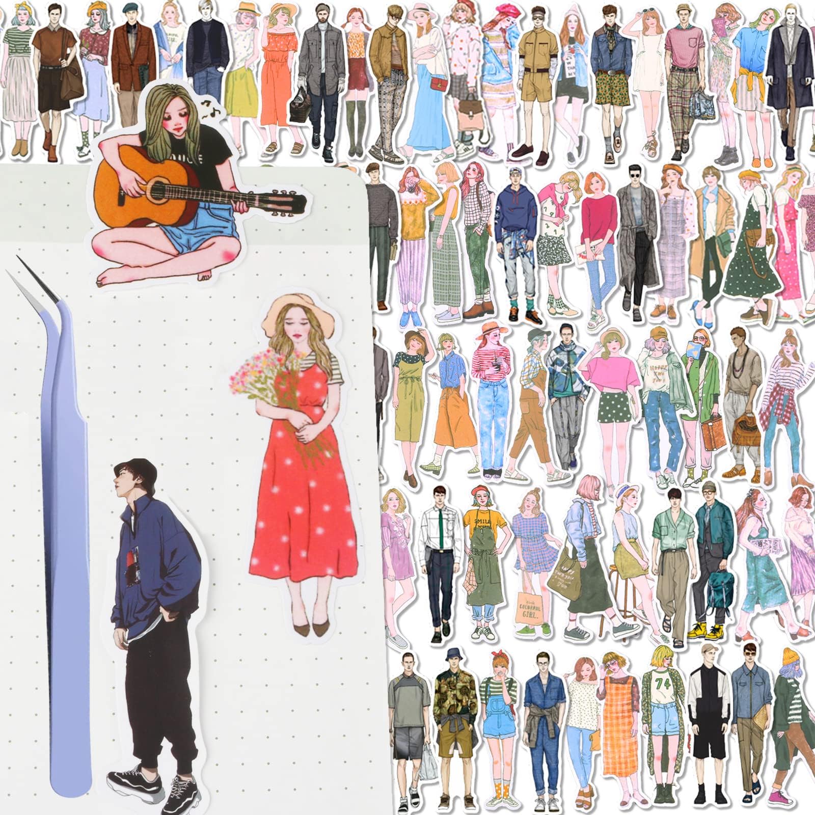 150Pcs People Stickers for Journaling Supplies, Scrapbooking Junk Journal Kit for Women & Men, Scrapbook Stickers Bullet Adults Friends Scrap Booking Supplys Clearance Embellishments Paper Pack