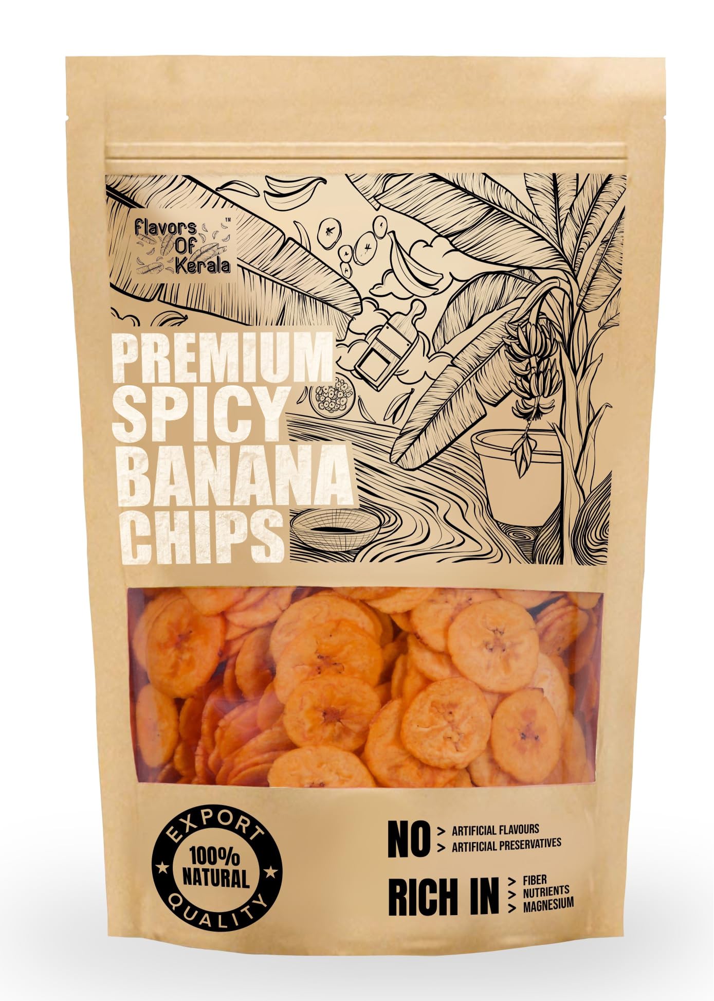 FLAVORS OF KERALA (FOK) | Premium Spicy Banana Chips Wafers In Coconut Oil | Fresh, Thin, Crispy, Namkeen Snack - 150 GM-image-10