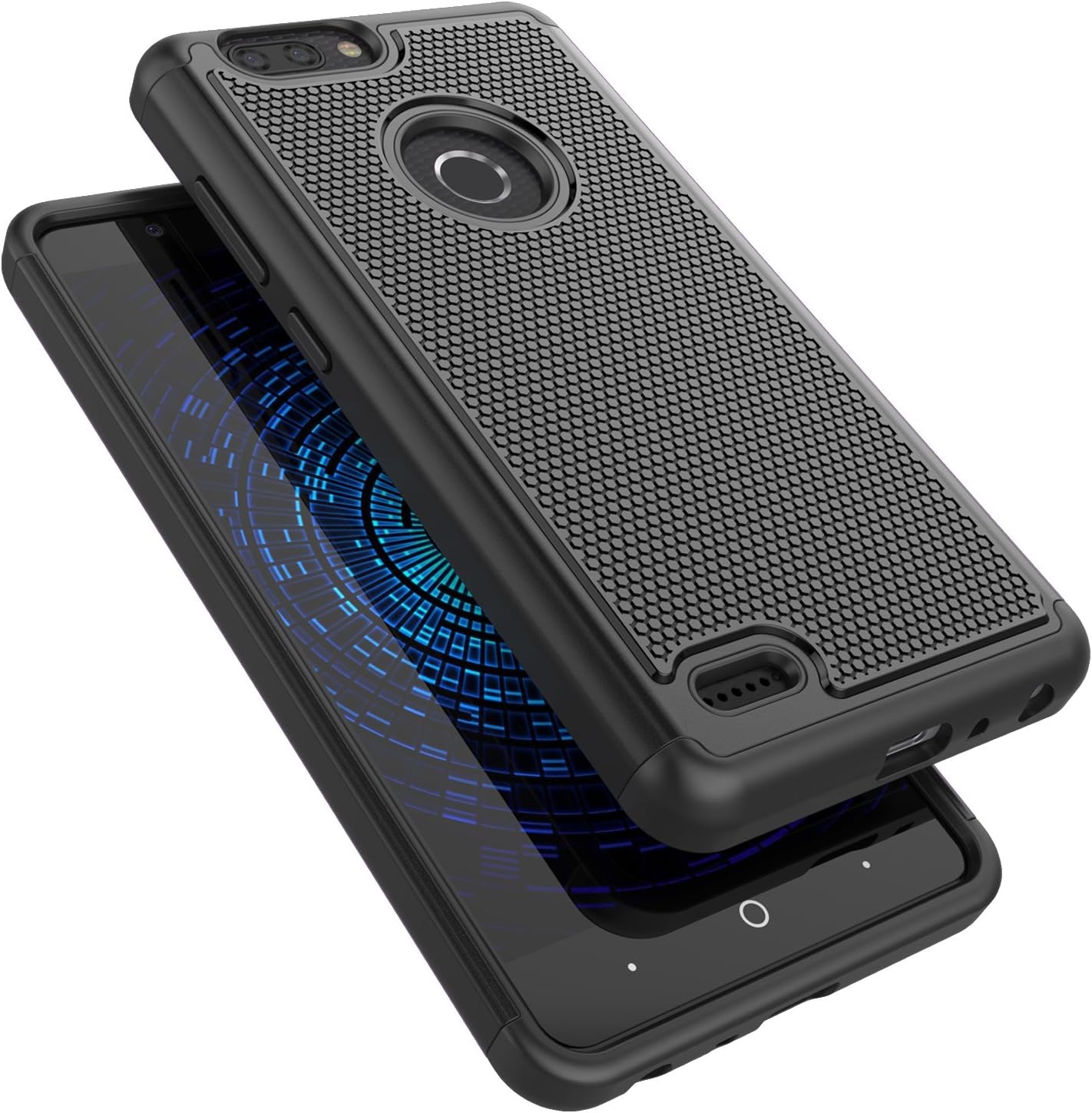 Tekcoo Compatible for ZTE Blade Z Max Case/ZTE Zmax Pro 2 Case/ZTE Sequoia Cover, [Tmajor] Shock Absorbing [Black] Defender Rubber Silicone Plastic Scratch Resistant Sturdy Bumper Grip Hard Cases