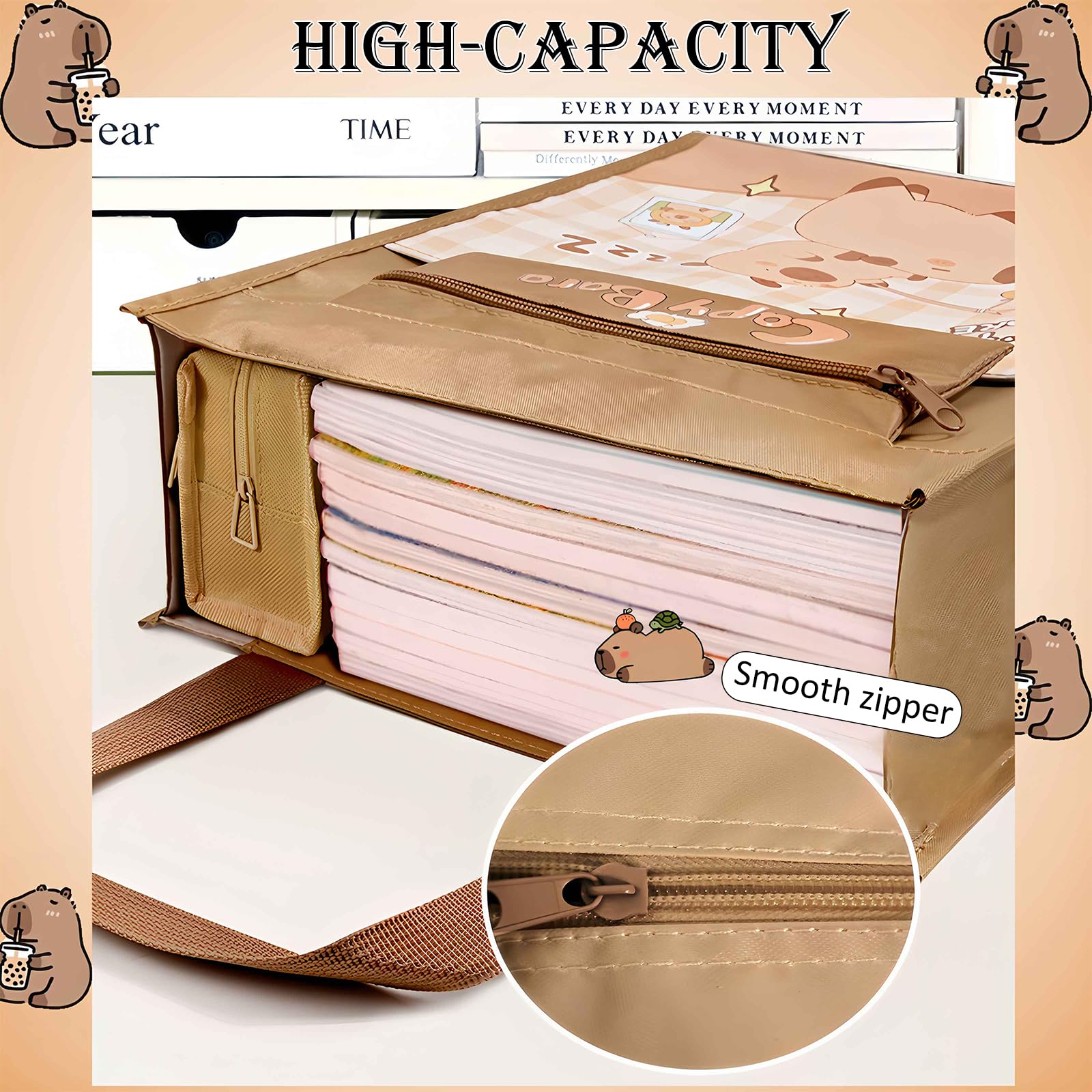 JYJLLM book Document Organizer bag Personalized School Tote with Handle File Pouch Reader (coffee), A4 compatible - Image 4
