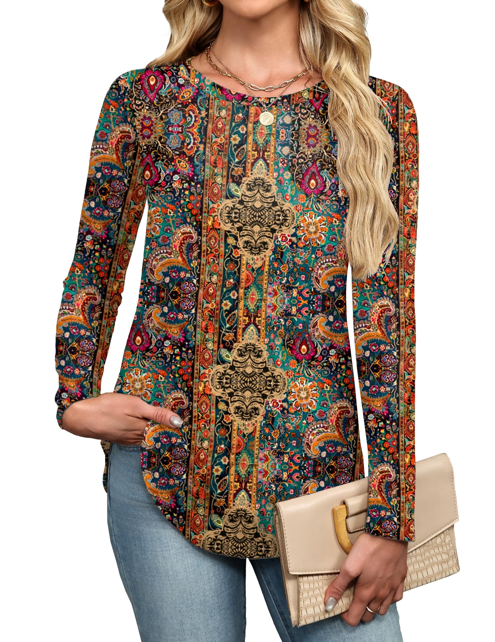 Zeagoo Langarmshirt Damen Rundhals Tshirt Casual Oberteile Herbst Longsleeve Pullover Basic Top Einfarbig Business Longshirt S-XXL