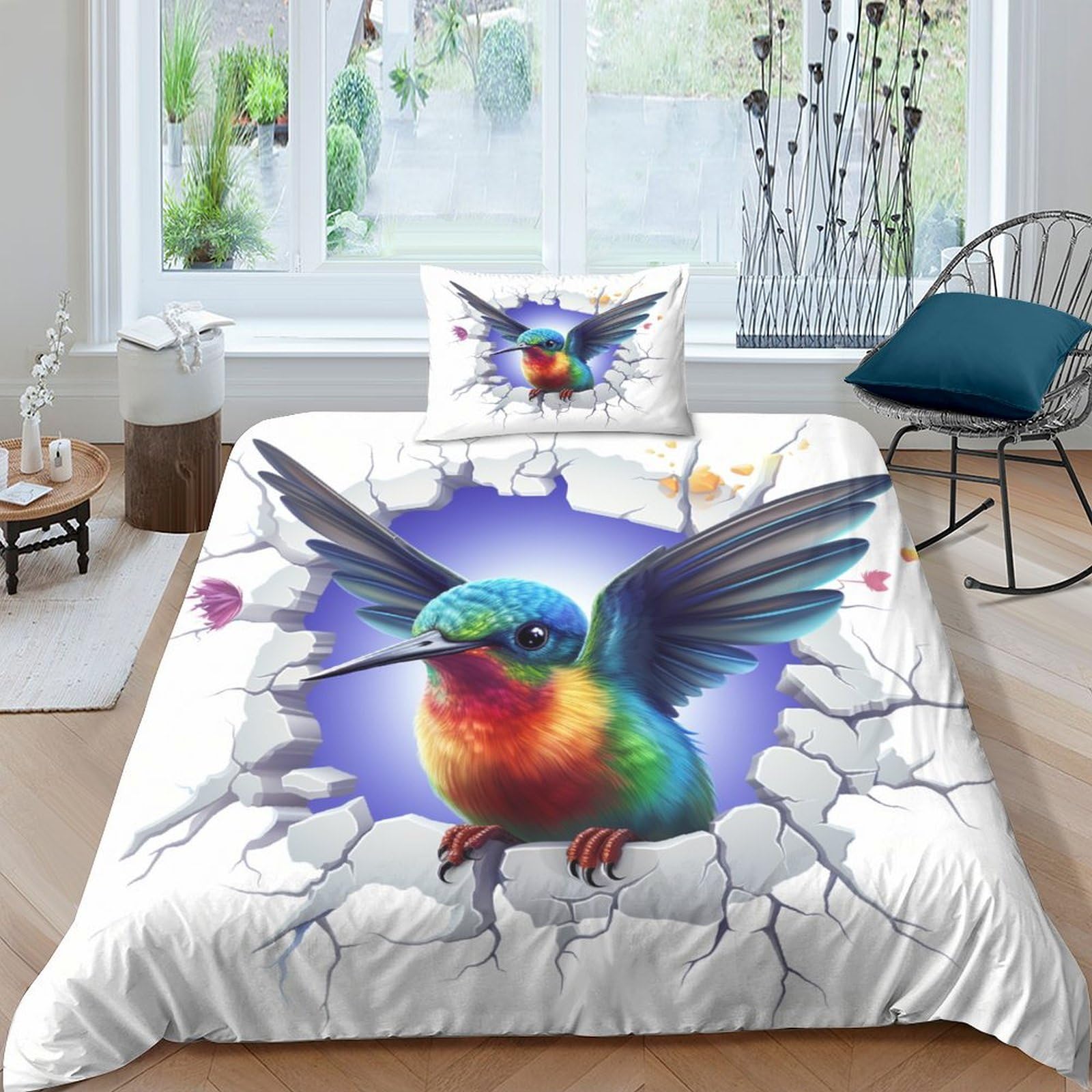 Parure de lit colibri 135x200 cm en microfibres pour enfant