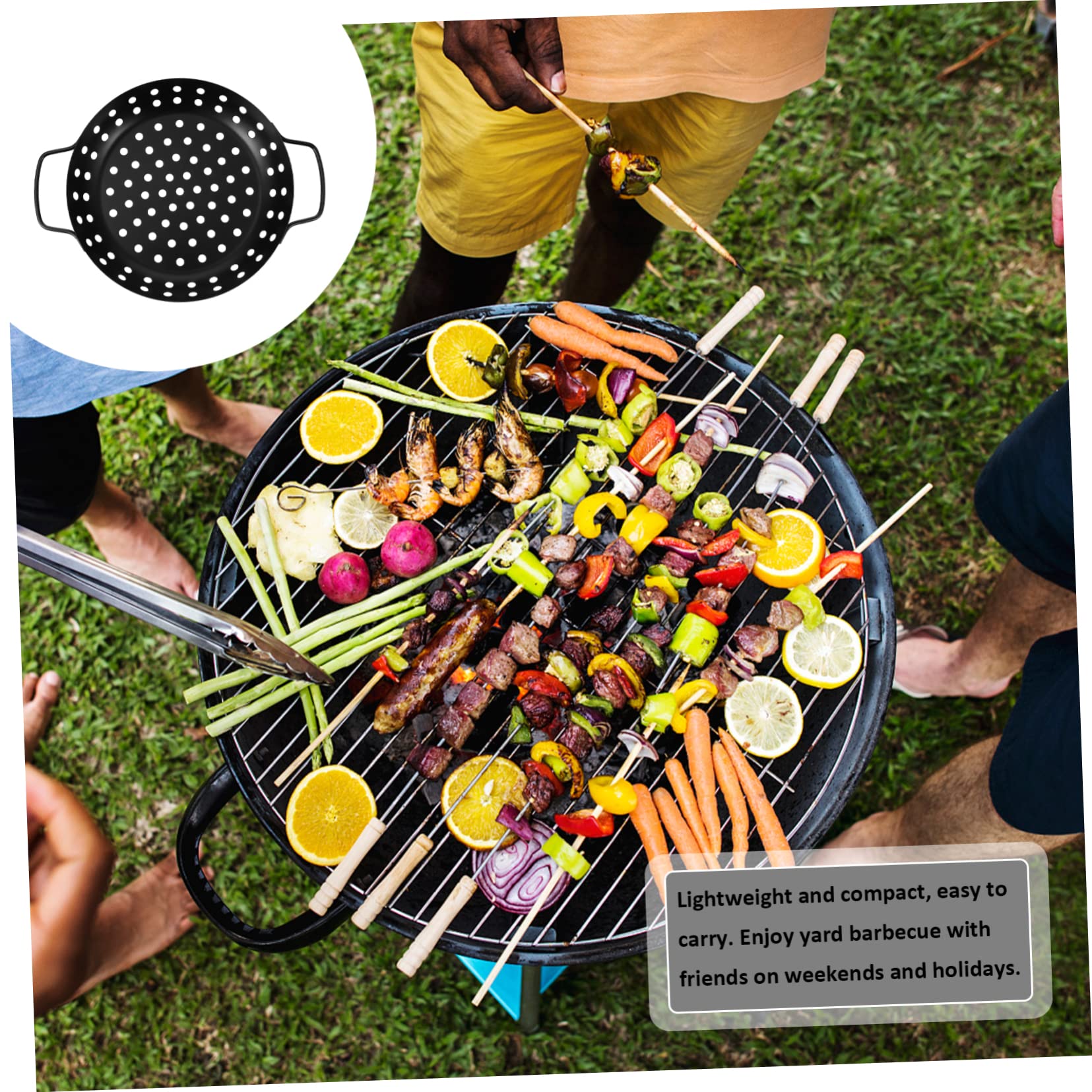 Alipis Bandeja Resistente al Calor para Asar de Acero al Carbono y Antiadherente con Diseño de Agujeros Grandes y Doble Asa para Barbacoa Exterior Profesional