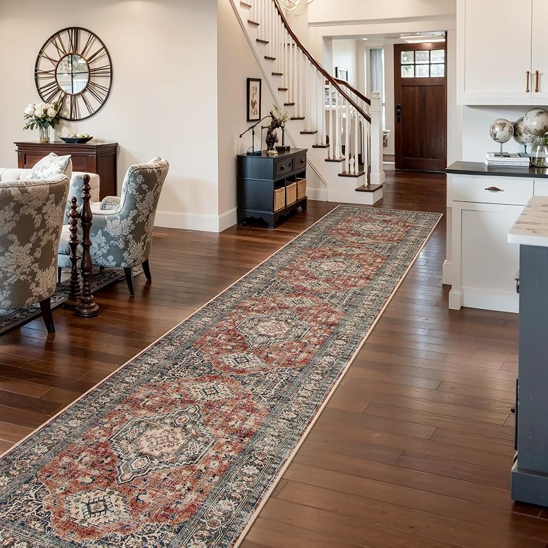 Lahome Oriental Red Washable Runner 2.5x12 — $72