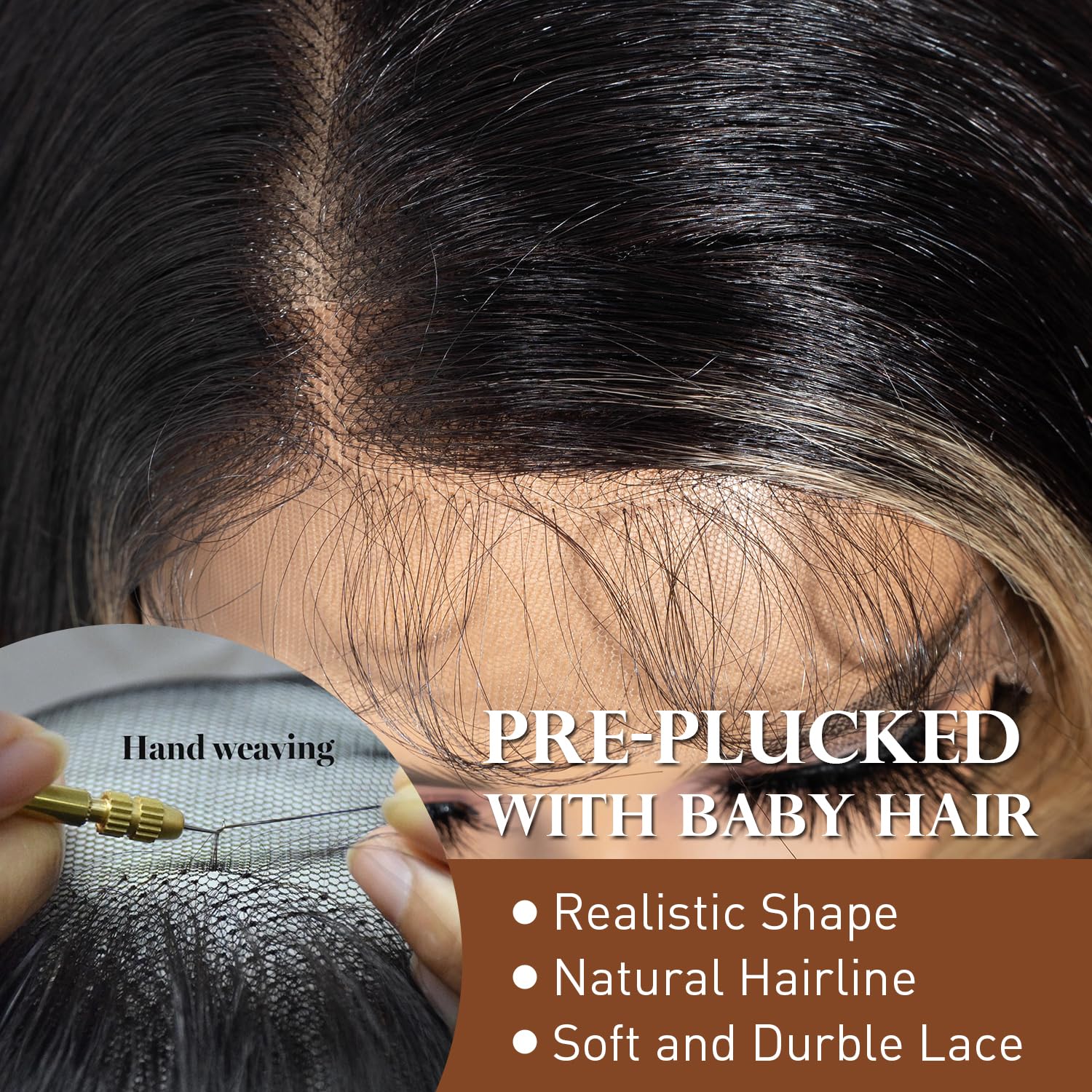 Joedir 13X4 Lace Front Wig Free Parting Lace Frontal Wigs With Baby Hair Pre Plucked Synthetic Wig Natural Looking Body Wave Wigs for Women 30 Inch Glueless Lace Front Wigs Ombre Brown Highlights - Image 3