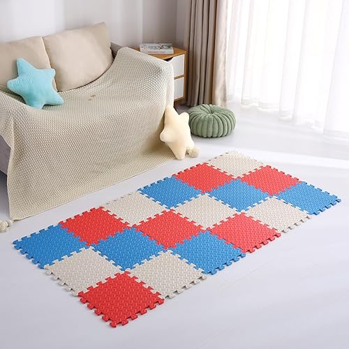 Miniatura 54 de Tapete de juego de espuma para bebé, tapete entrelazado de 0.4 pulgadas de grosor con colores sólidos, tapete de juego suave y no tóxico, tapete