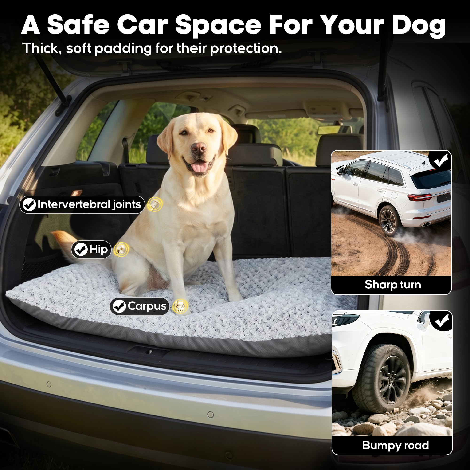 Loiion Cama Perro Coche Asiento, Alfombra Antideslizante, 122x62x7cm | Funda Asiento Coche Perro, Cama Perro Desenfundable y Lavable, Impermeable, Desmontable Lavable
