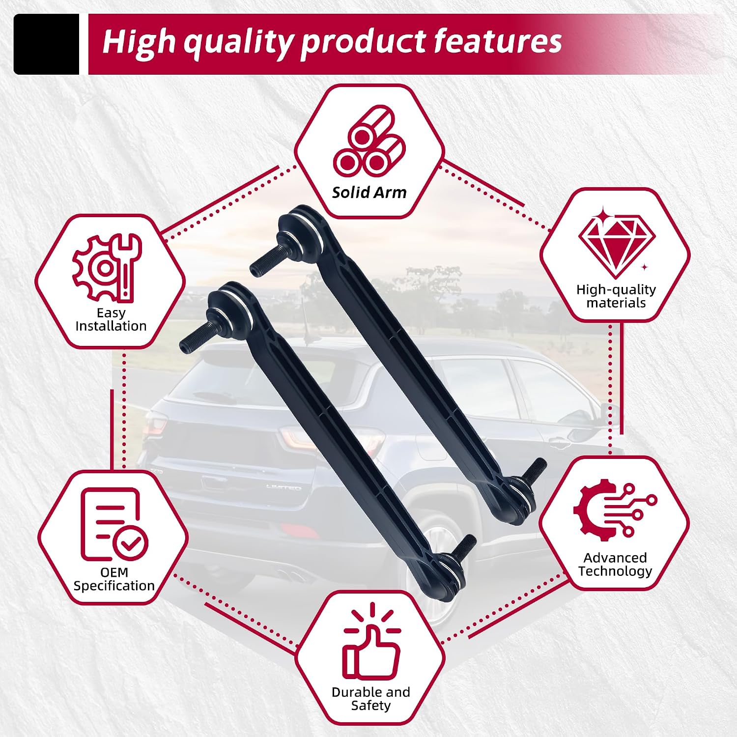 For Jeep Compass Sway bar link 2019-2023 For Renegade 2015-2021 For Fiat 500X Front Sway Bar Links 2016-2023#51939949 68246496AA