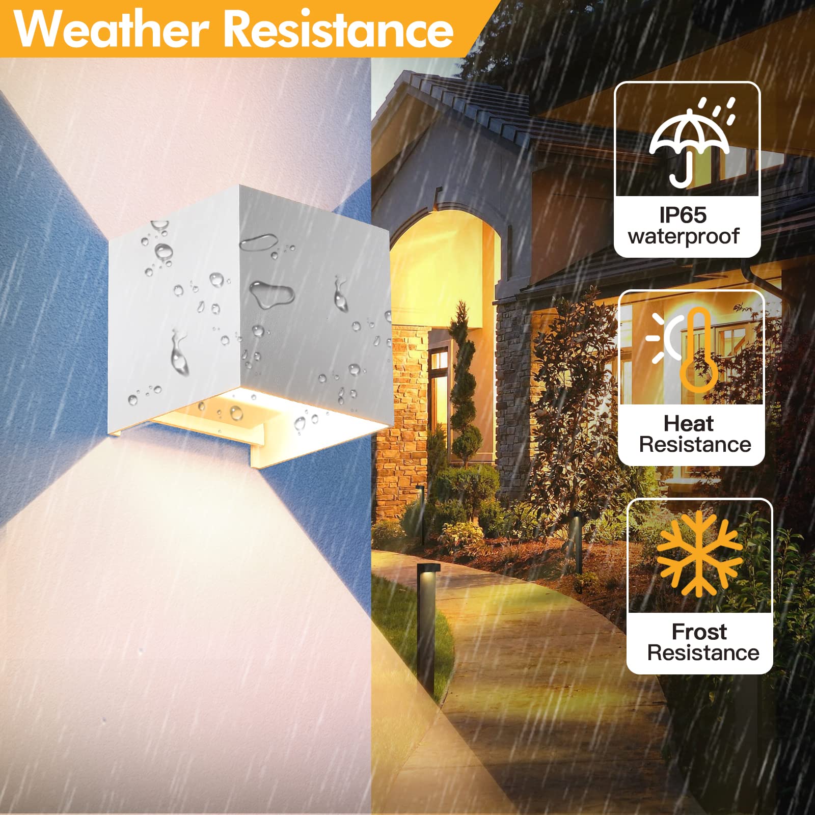 Applique da Esterno con 9W 4000K Bianco Naturale G9 Sorgente Luminosa Sostituibile Applique da Parete Interno IP65 Impermeabile Lampade da Esterno Angolo del Fascio Regolabile【2 Pezzi Bianco】