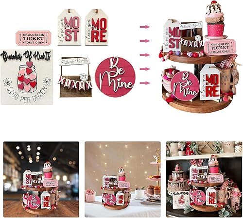 Miniatura 6 de Decoraciones para el día de San Valentín al aire libre decoración de bandeja escalonada juego de 6 piezas decoración de bandeja escalonada bandeja