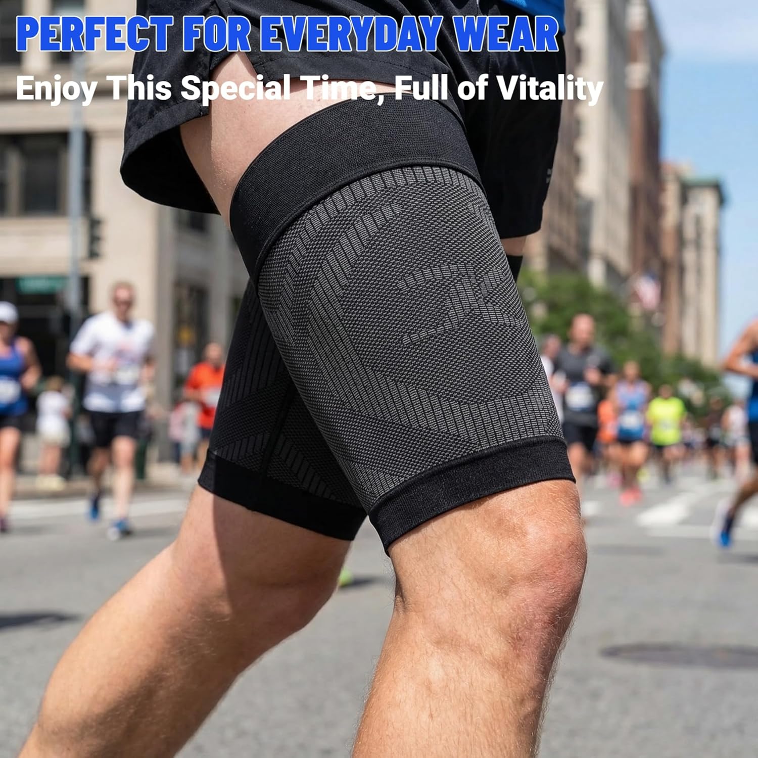 Thigh Compression Sleeves (Pair), Unisex, Hamstring Compression Sleeve for Quad & Groin Pain Relief & Recovery, Thigh Brace & Wrap Great for Running Sports & Injury, Upper Leg Sleeves Black XL