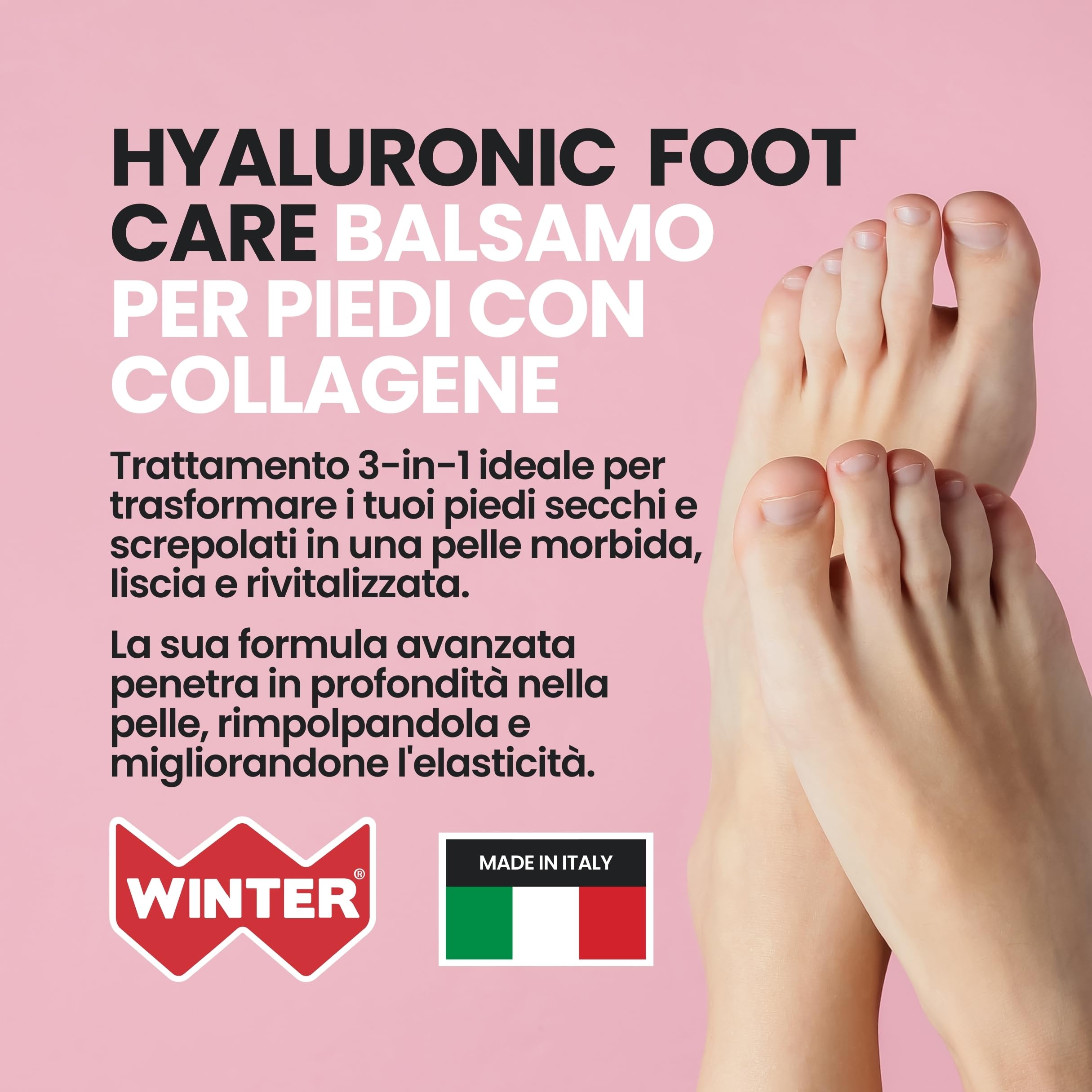 Balsamo Piedi Winter - Crema Piedi Secchi Screpolati con Collagene e Acido Ialuronico, Arginina e Urea Pura al 25% – Crema Talloni Screpolati con Tagli 75ml | Riduce le Callosità con Delicatezza