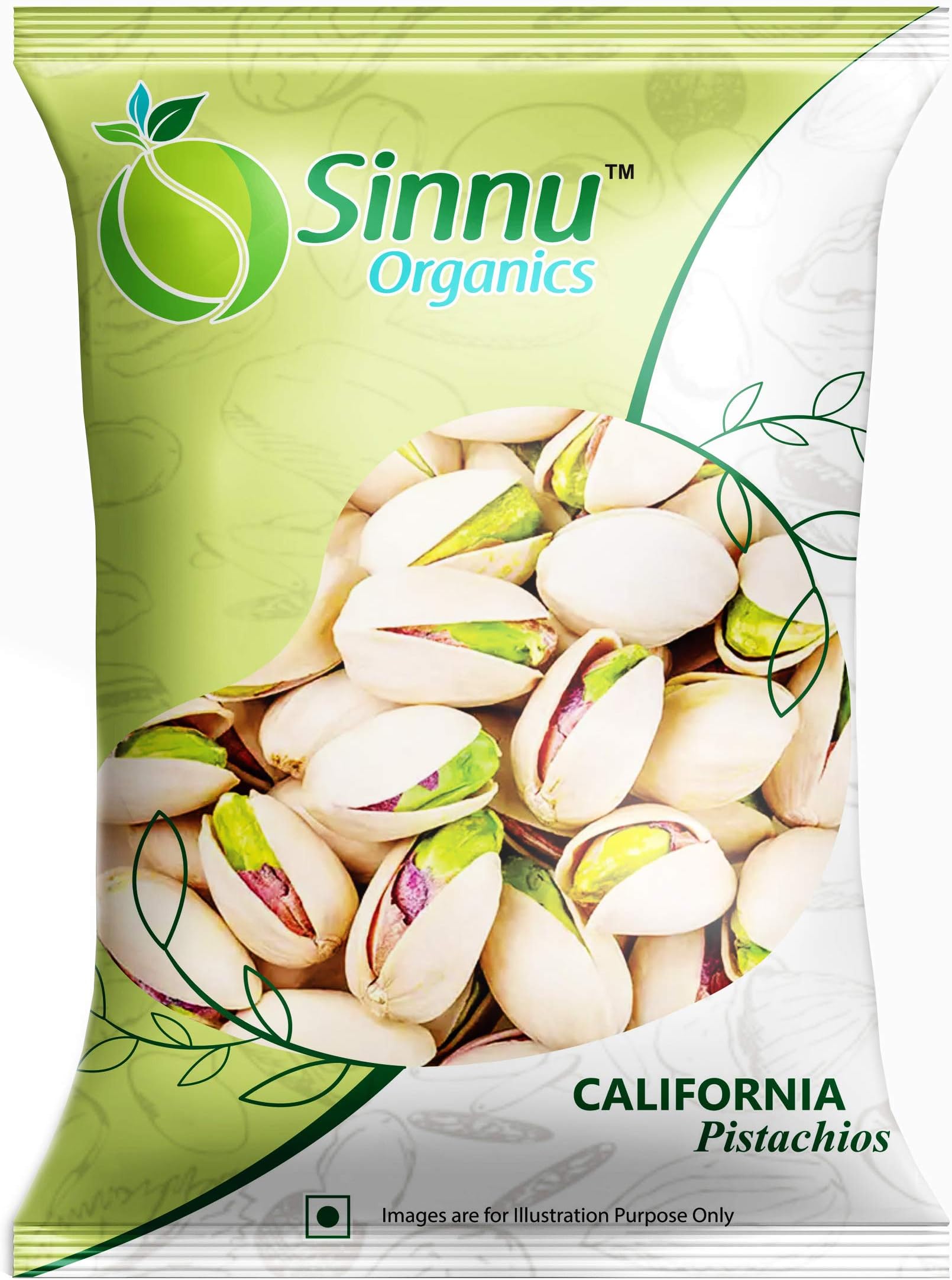 Sinnu Organics - Pistachios 500g, Pista , Saboot Pista , Row Pista ,Dry Fruit Pista, Meva , Whole Pista (500g.)