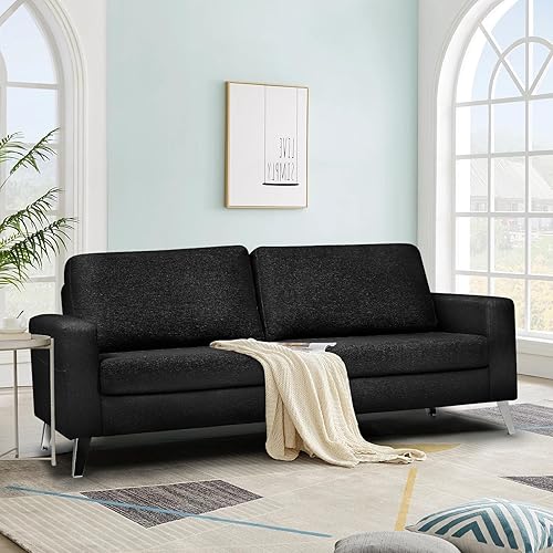 Esright Black Sofa Couch, 79" Wide Small Sofa Couches for Living Room, 2 Seats Oversized Loveseat for Beadroom, Living Room, Office and More