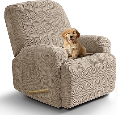 Miniatura 14 de Vansofy - Fundas elásticas para sofá reclinable, 8 piezas, funda suave de jacquard para sofá reclinable, protector de muebles con parte inferior