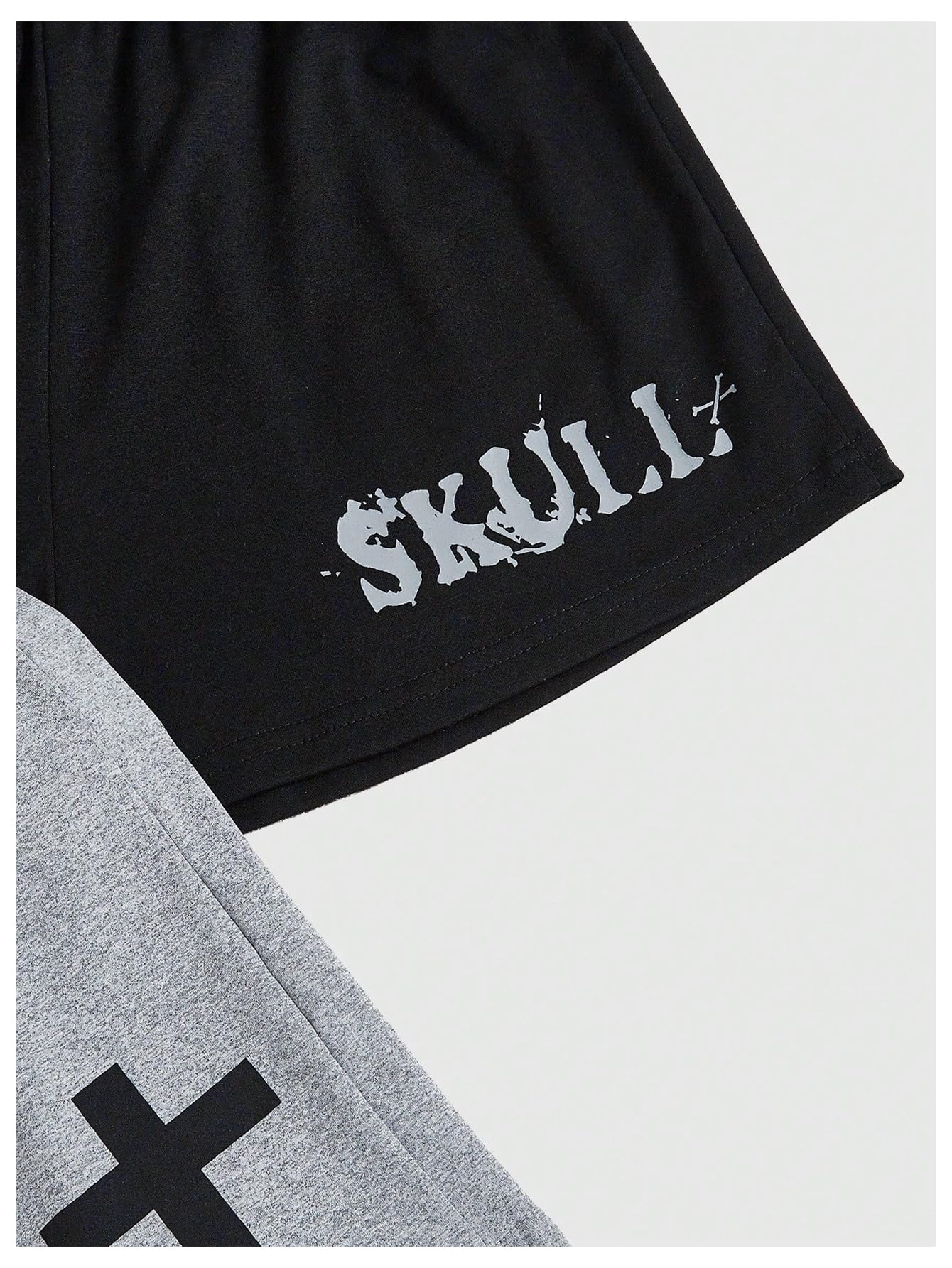 WDIRARA Women's Plus Size 3 Pack Set Goth Graphic Print Drawstring Waist Shorts Pajama Bottoms: 3X-Large Black