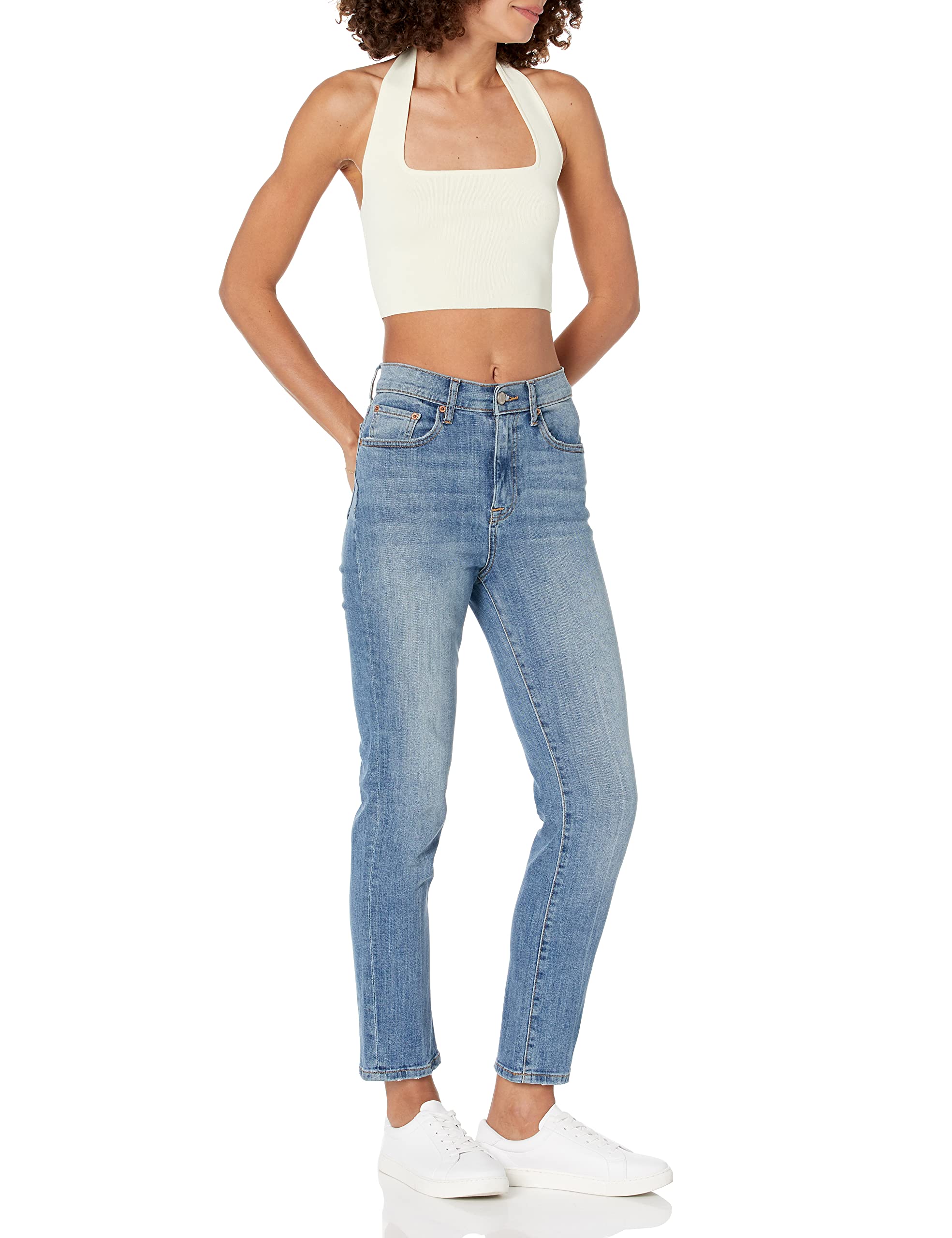 The Drop Women's Greta Fitted Square-Neck Halter Sweater Bralette