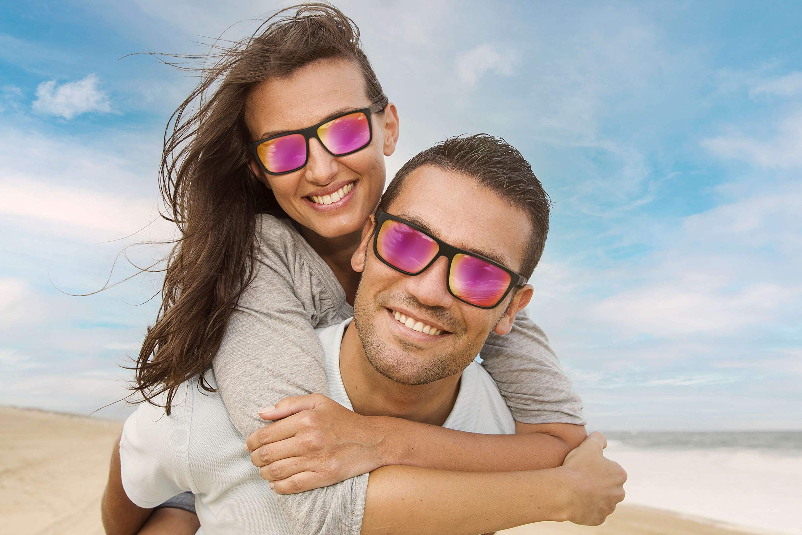 Balinco® Occhiali da sole polarizzati (fatti a mano) con lenti rettangolari e ganci in bambù – adatti per uomo e donna – proteggono dai raggi UV o dai riflessi – in pratico set