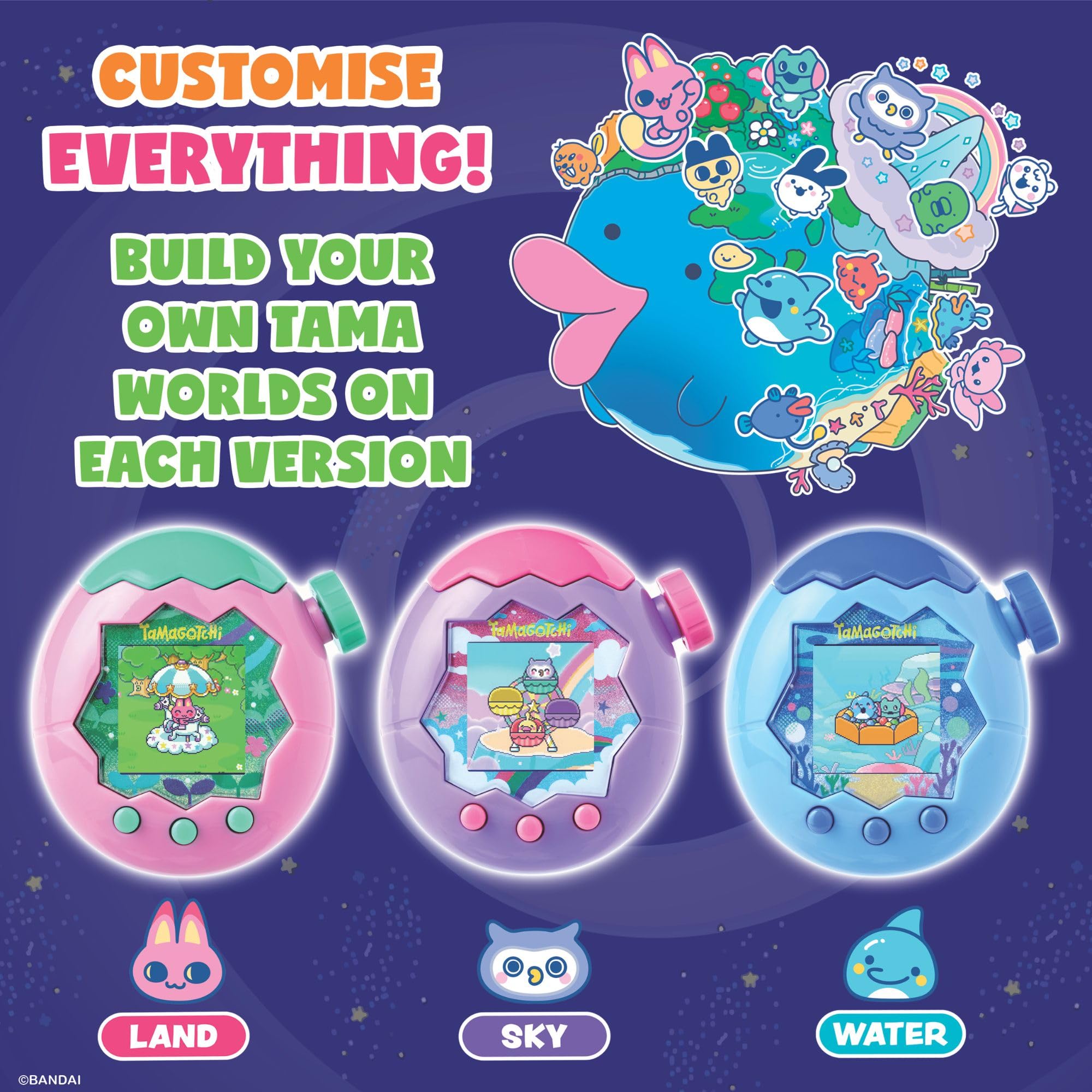 Bandai Tamagotchi Paradise Digital Pet Blue Water Shell | Evolved