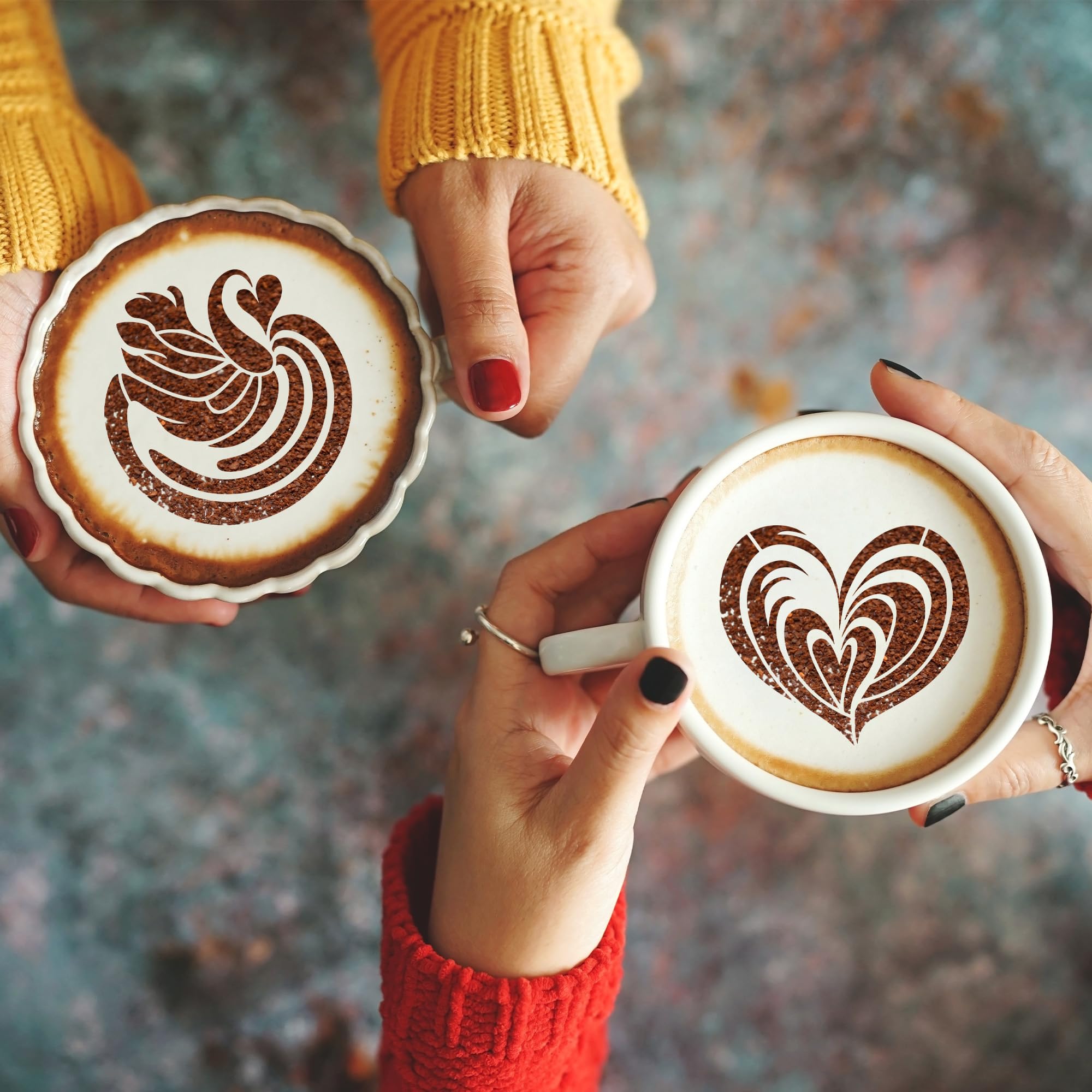 Sitsink Plantillas de café con diseño de mandala, 25 unidades, plantillas de galletas de arte de mandala para decoración de pastel de café, pan, plantilla reutilizable para decoración de masa madre