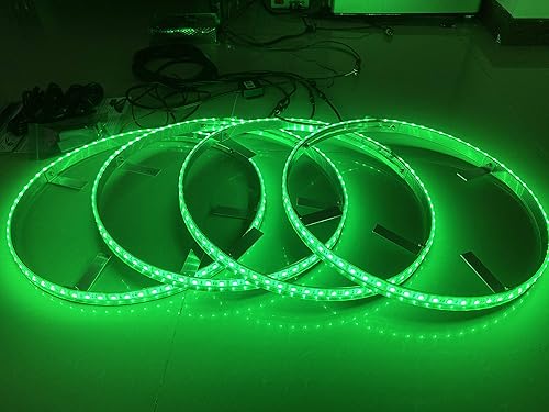 17,5" color sólido verde llevó las luces del anillo de la rueda IP68 impermeable 4 luces/set más brillante 300Leds llanta luces luces