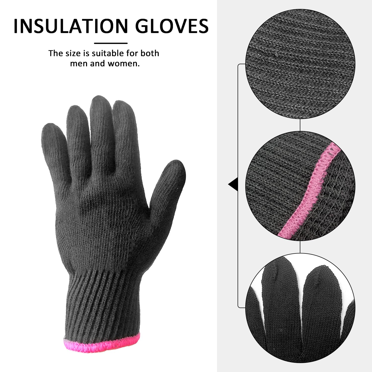 1 Paire De Gants Résistants à La Chaleur Avec 2 Pinces à Cheveux, Gants Résistants à La Chaleur, Gants De Repassage Professionnels, Coiffure, Outils De Coiffure, Noir