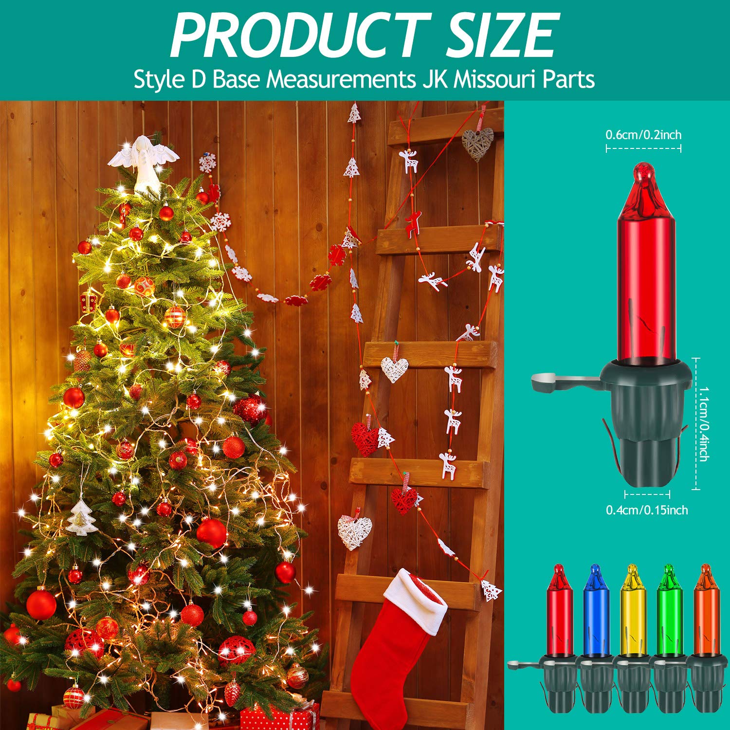 Mudder Christmas Clear Replacement Mini Light Bulbs Incandescent Light Bulbs 3.5 V Mini Glass Lights with Green Base, 0.12 Ampere, 0.43 Watt (200)