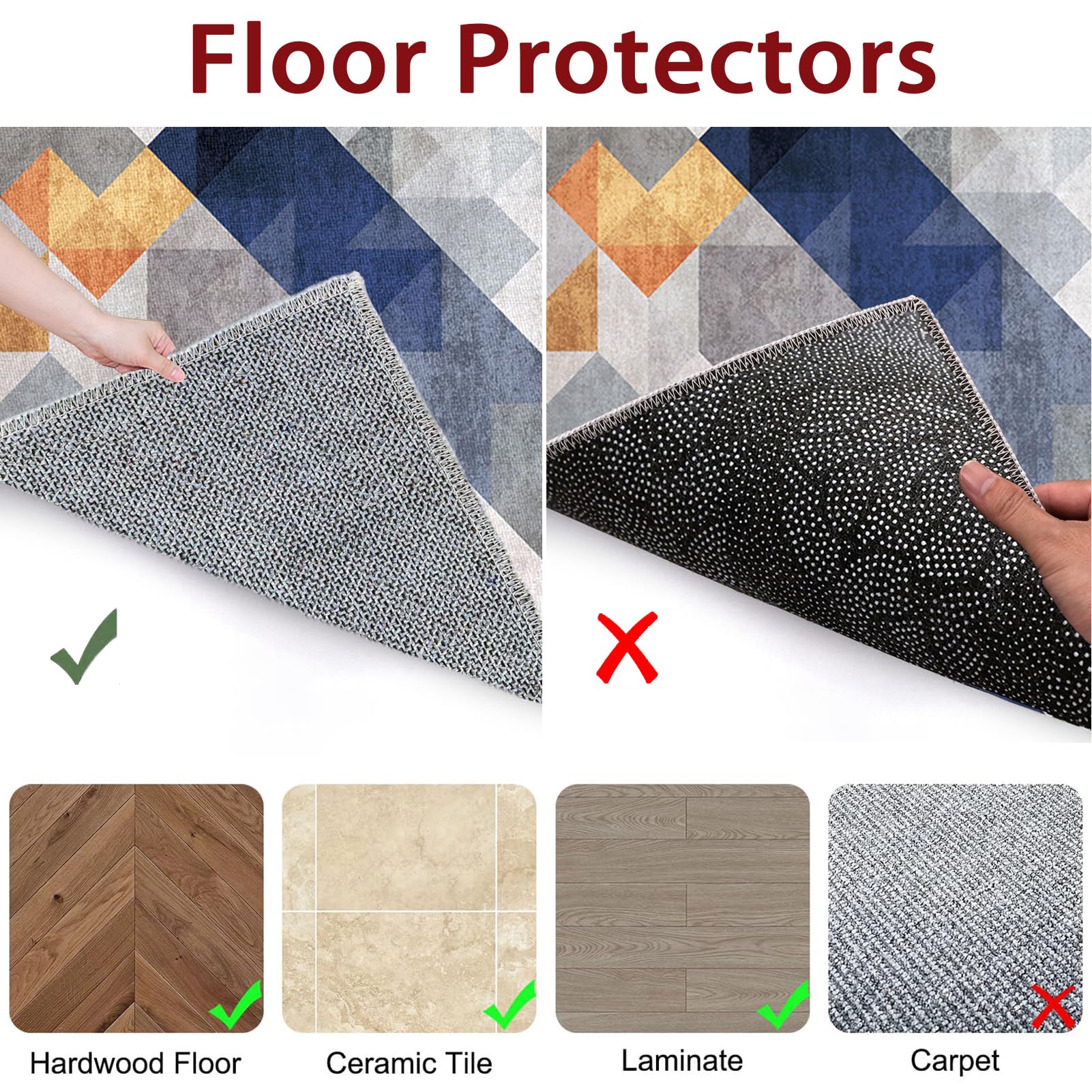 Tappeto Sedia Ufficio Tappeto Salvapavimento Antiscivolo Ufficio Protettore del Pavimento Tappeto per Sedia con Ruote Tappeto Sedia Gaming Pavimenti per Parquet e Pavimenti Duri 80 x 120 cm