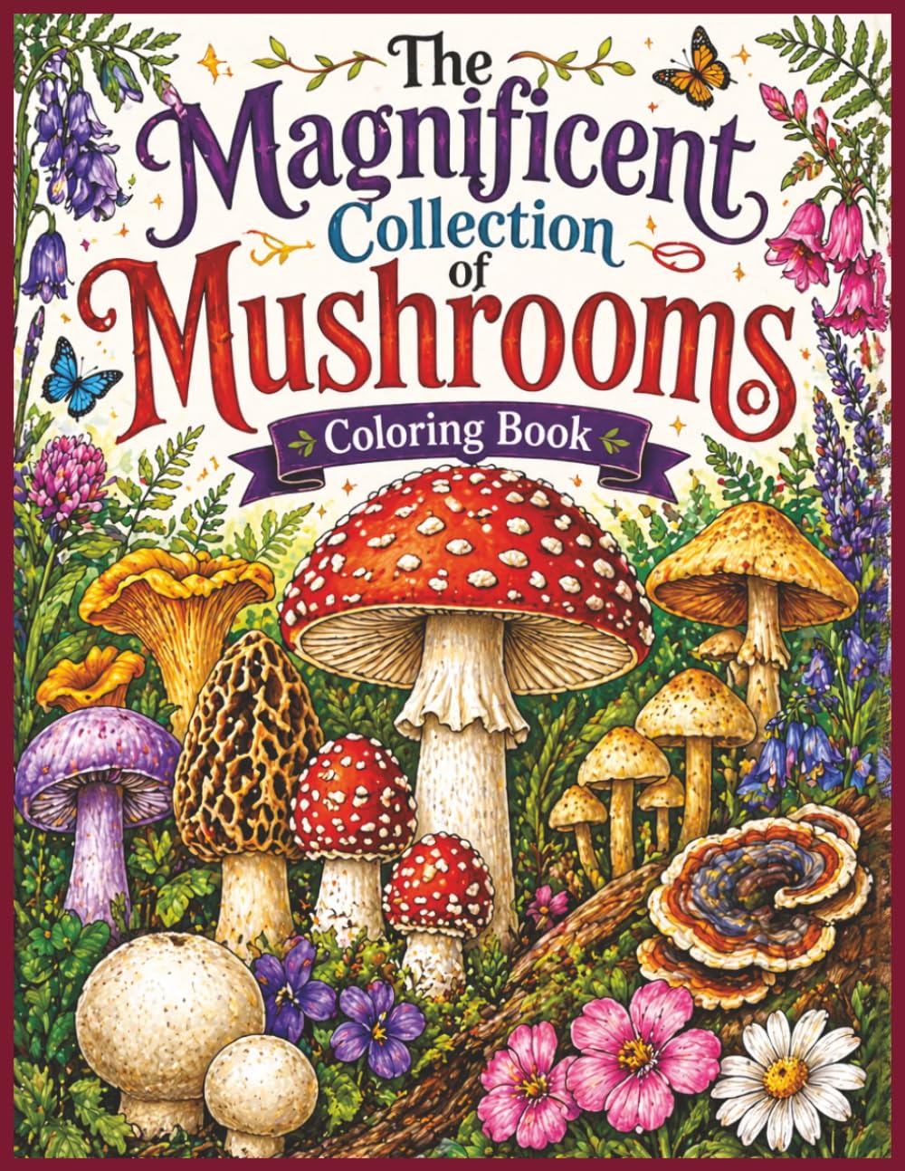 The Magnificent Collection of Mushrooms Coloring Book