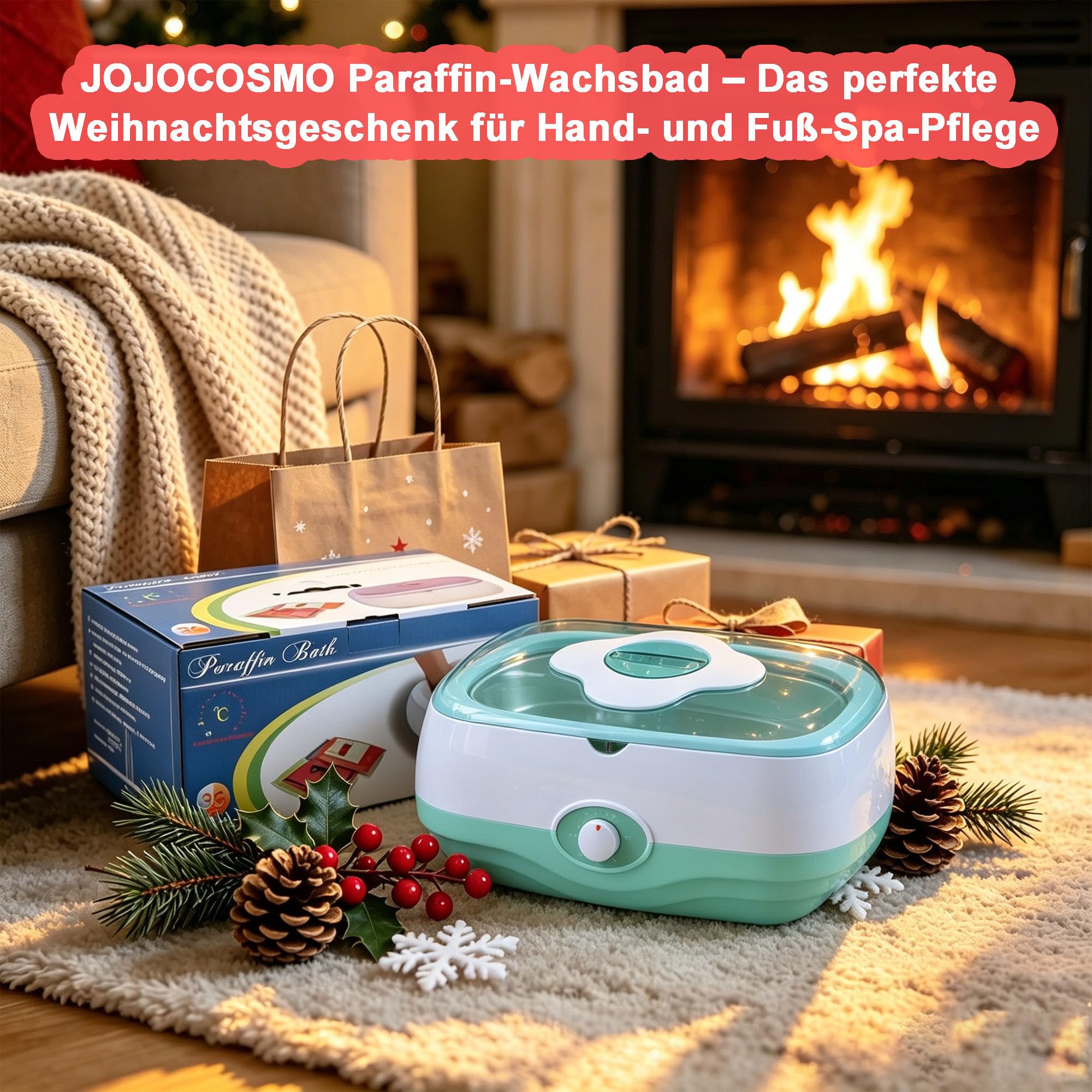 Paraffinbad für Hände und Füße – 5000 ml Paraffinbad Gerät mit 1800 g Bio-Paraffinwachs für Hände & Füße, inkl. Zubehör – Professionelles Paraffinbad für trockene, raue Haut