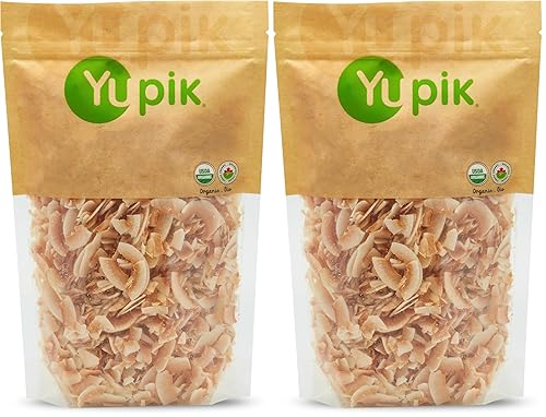 Vista 5 de Yupik Chips de coco desecado tostado orgánico, 16 onzas, sin OMG, veganos, sin gluten, paquete de 1
