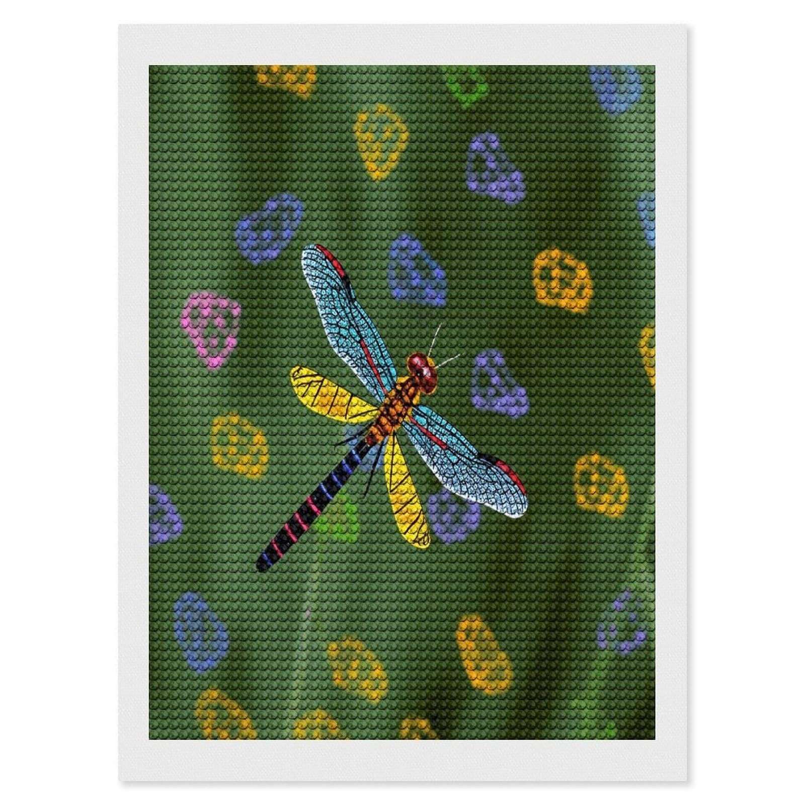 FekiLoot Colorful Dragonfly Diamond Art Kits for Adults Diamond Painting Kits for Beginners DIY Diamond Art Kits Round Full Drill Diamond Dot Gem Painting for Home Wall Decor Gift 12"x16"