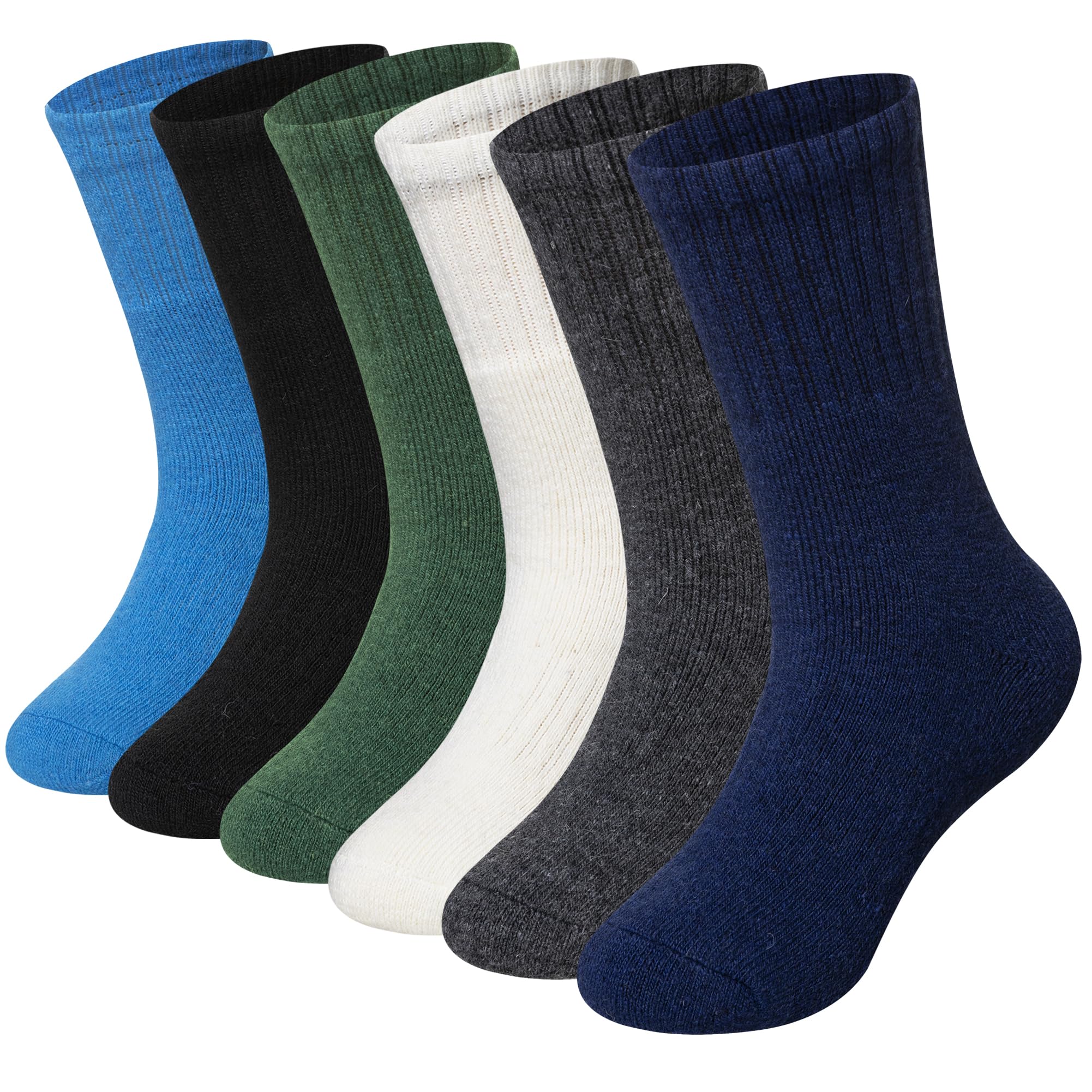 WEVIAS Kids Merino Wool Hiking Socks Boys Thermal Winter Cozy Boot Warm Cushion Socks 6 Pairs