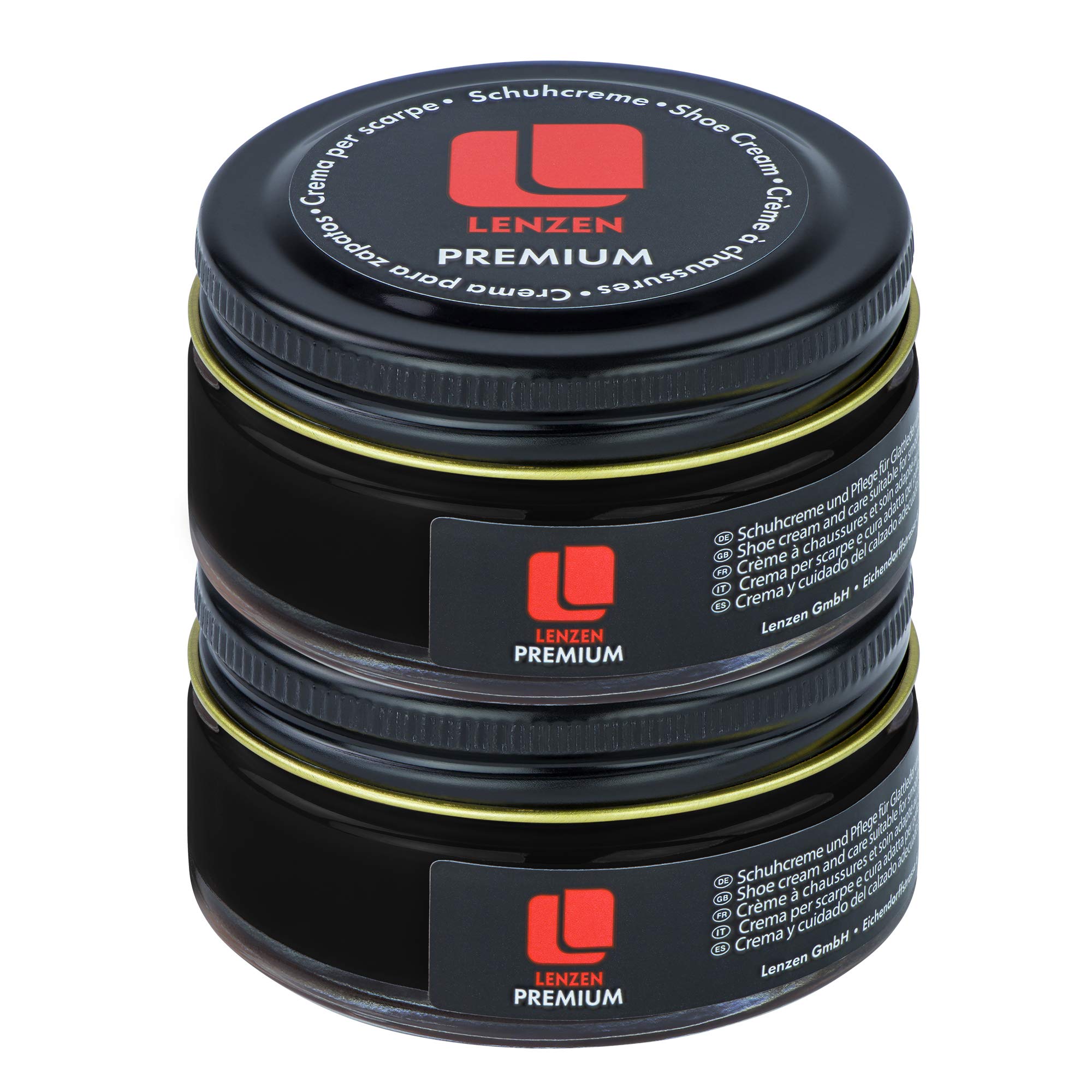 Lenzen 2x50ml Premium Crema para Zapatos de Piel I Cuidado Intensivo del Cuero I Betún I Varios Colores